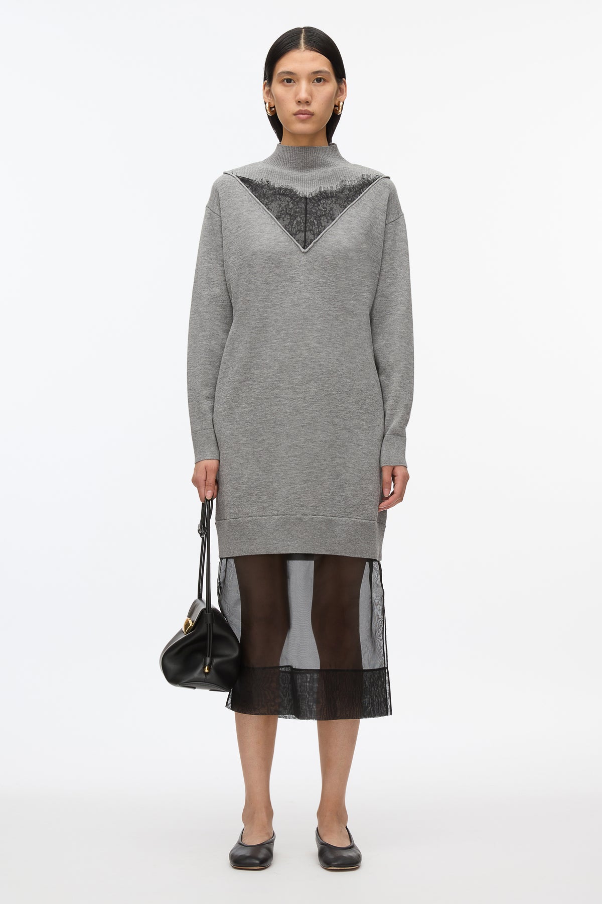 chiffon dress knit sweater autumn womens long sleeved turtle neck knitted dress sexy high score style sweater casual warm thick for women 241007