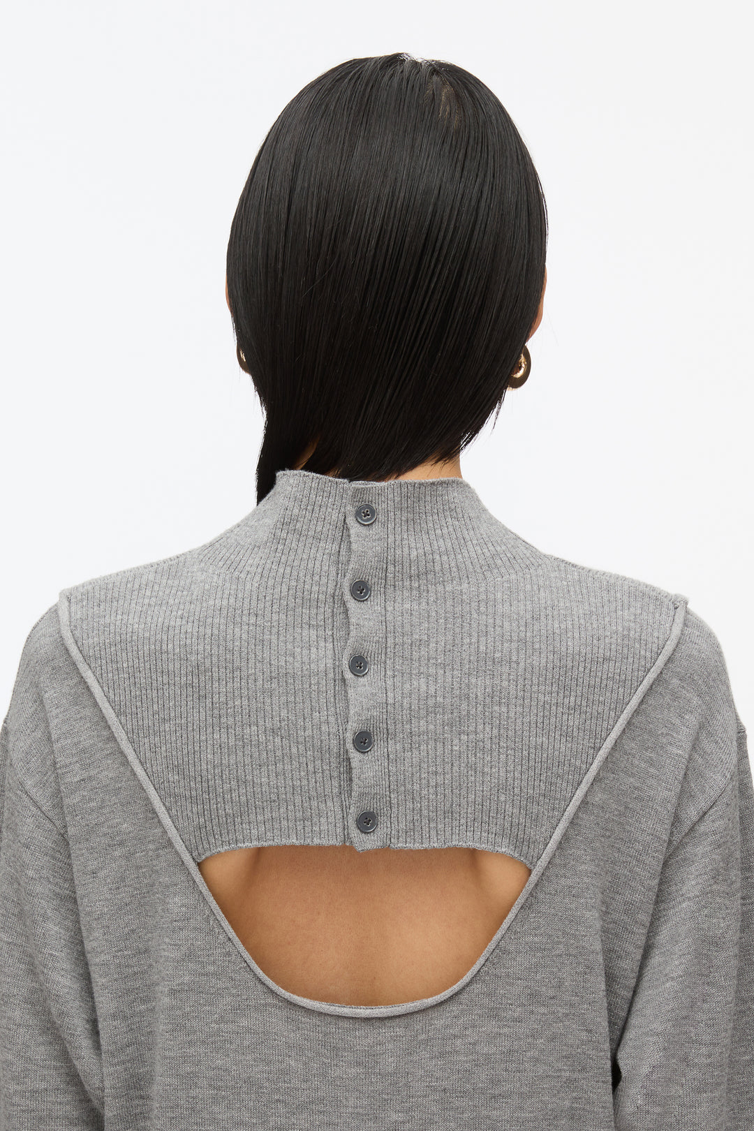 Mockneck Knit Dress with Lace Inlay