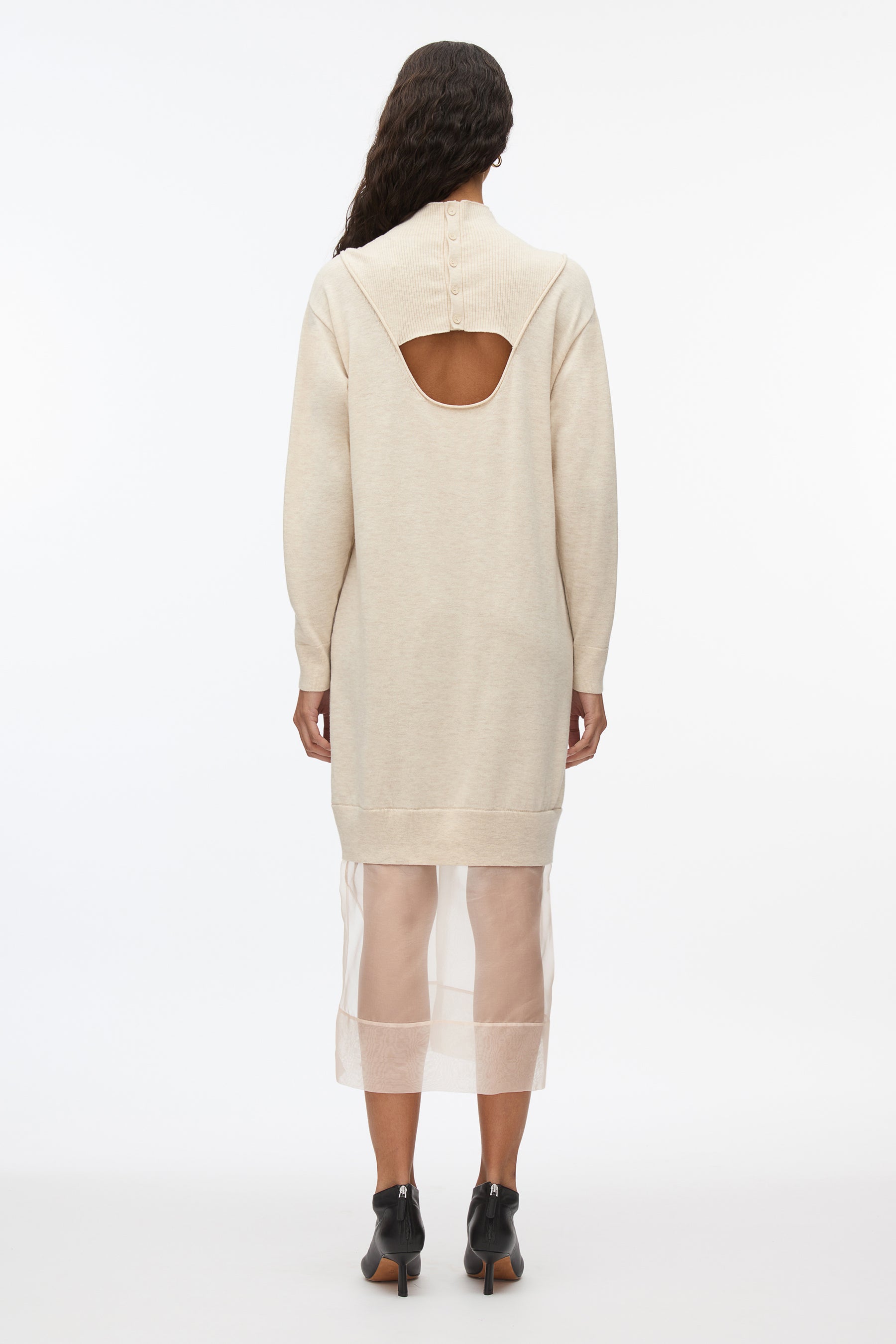 chinese dress ladies Lace Contrast Mock Neck Knit Dress – My Sister's Stuff Boutique