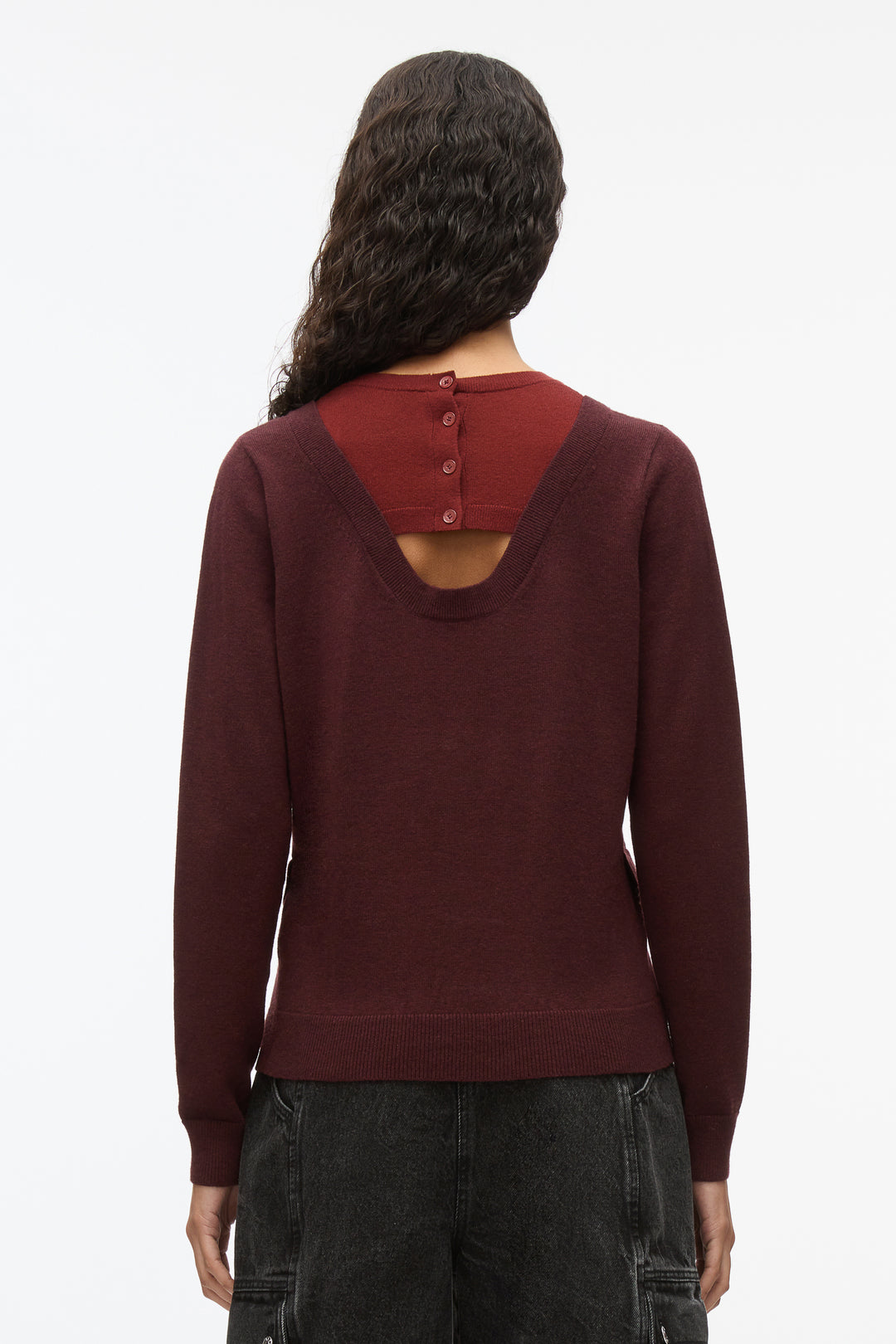 Layered Knit Pullover with Keyhole
