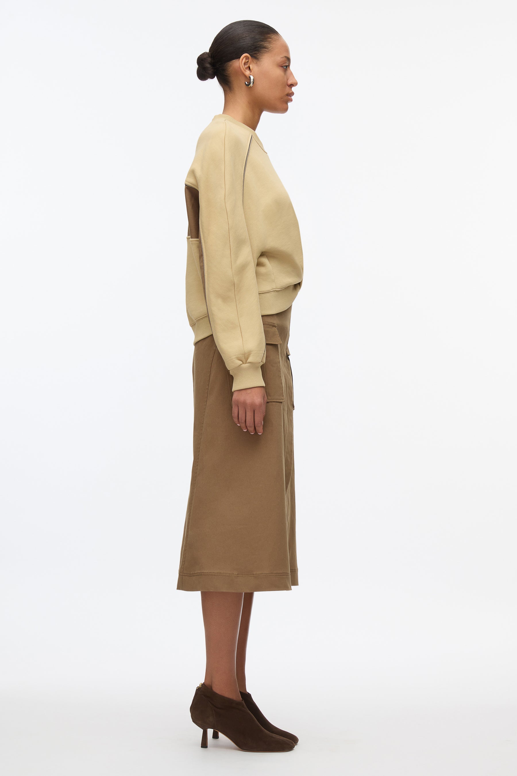 Draped Sweatshirt Utility Dress - KHAKI-OAK - 3.1 Phillip Lim Draped Sweatshirt Utility Dress - KHAKI-OAK - 3.1 Phillip Lim
