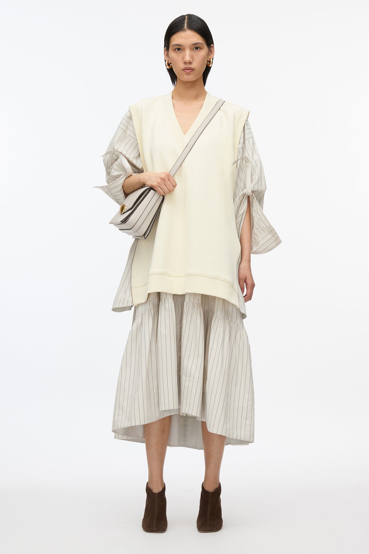 Oversized Vest Sweatshirt Combo Dress