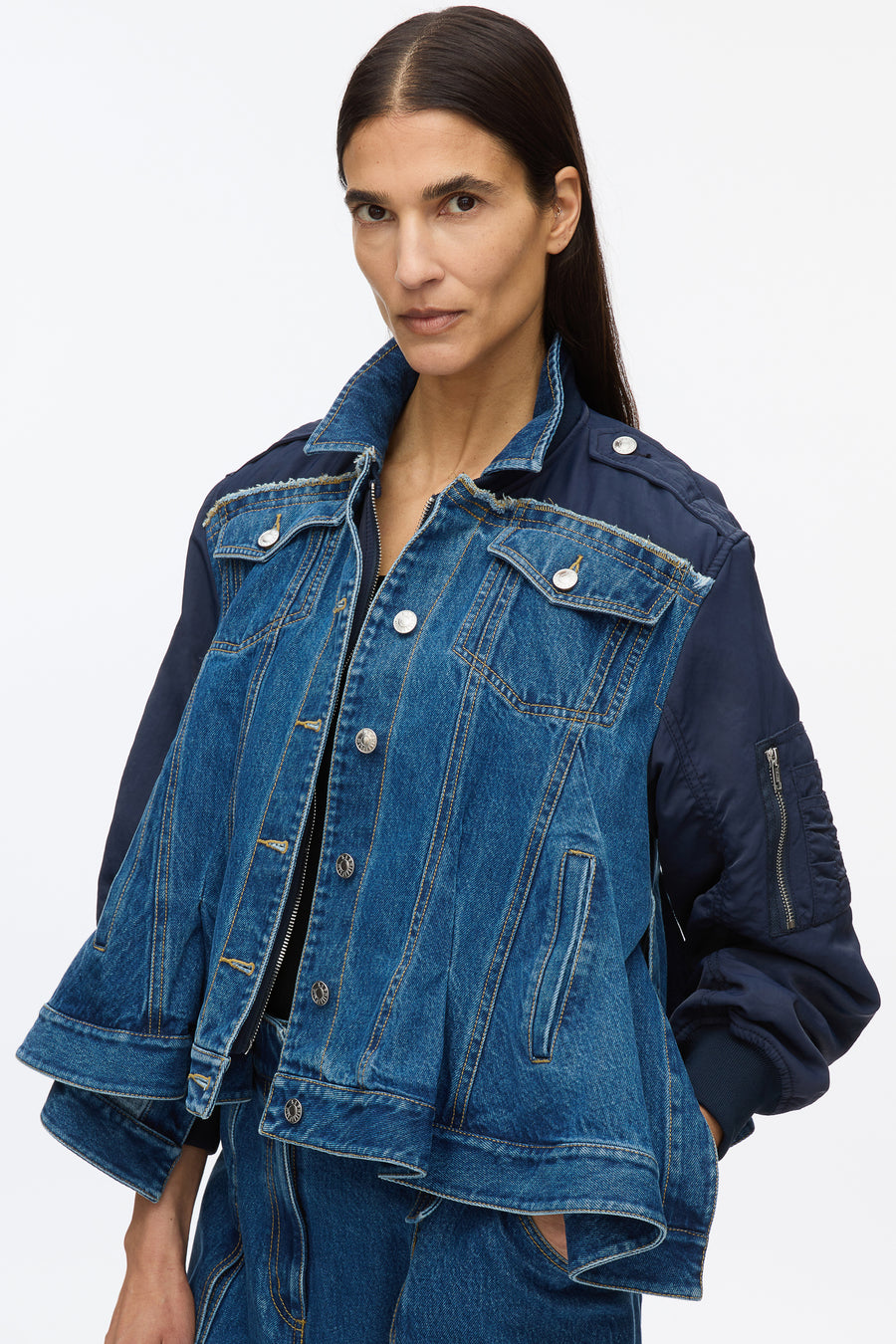 Hybrid Denim Flight Jacket main image 1
