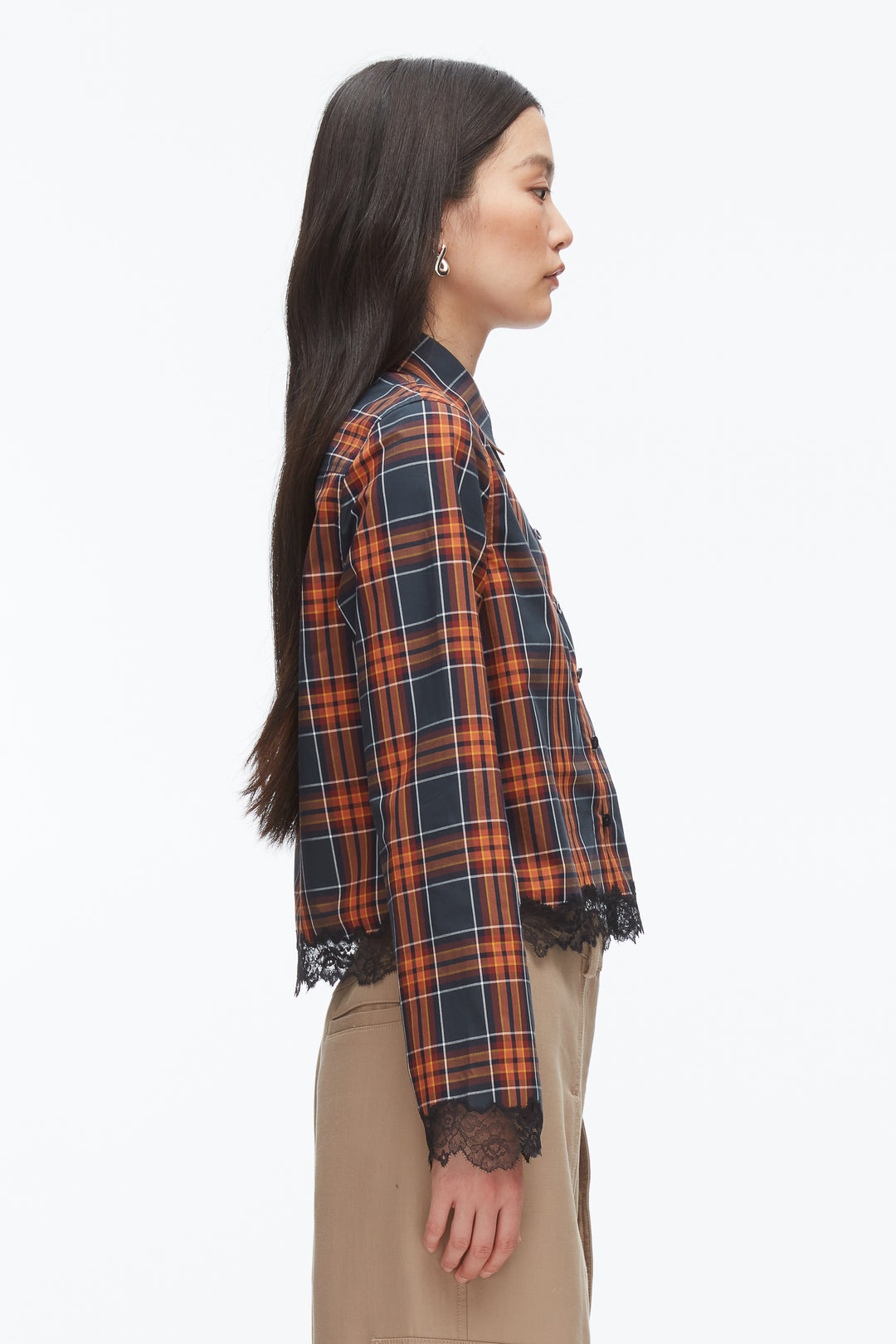Plaid Mix Cropped Shirt