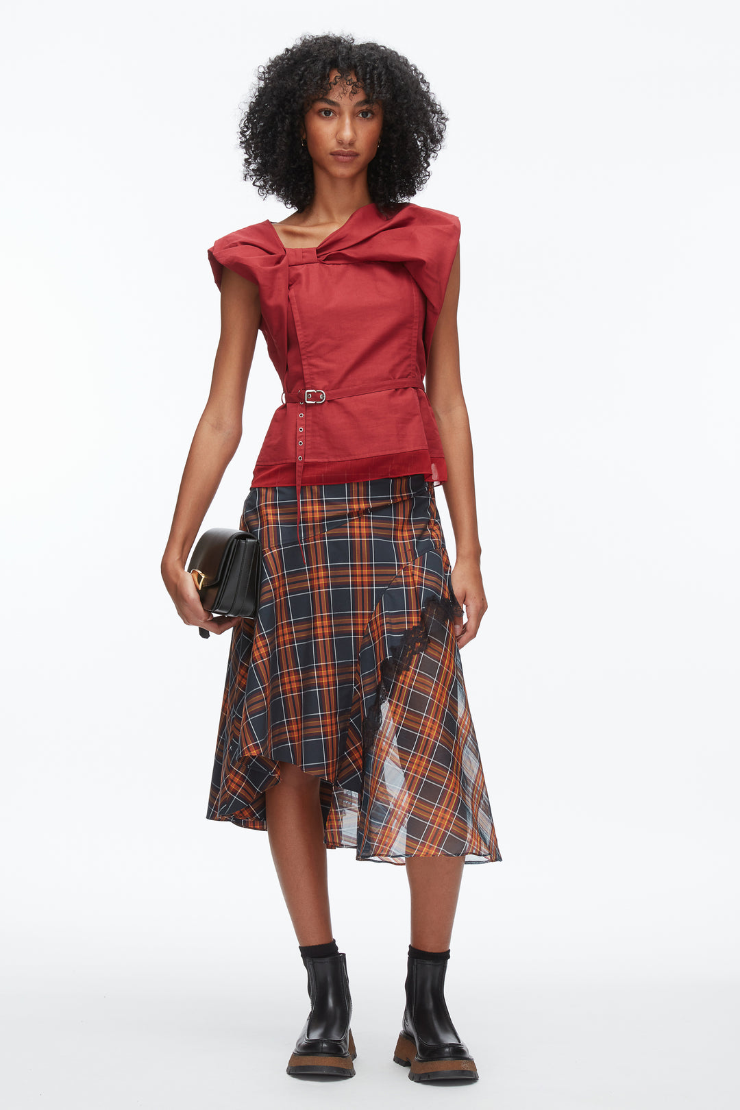 Draped Bow Belted Shell Top