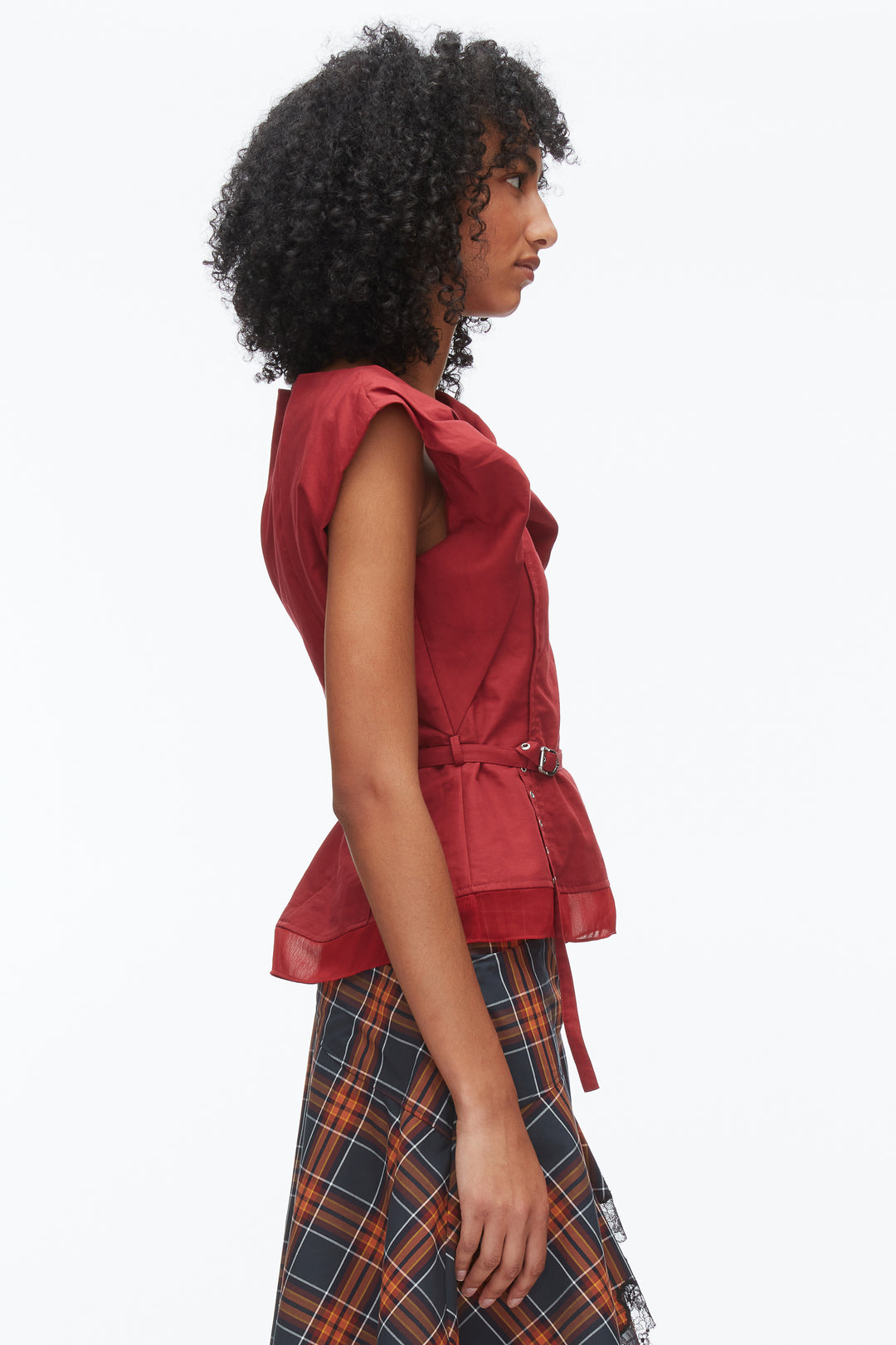 Draped Bow Belted Shell Top