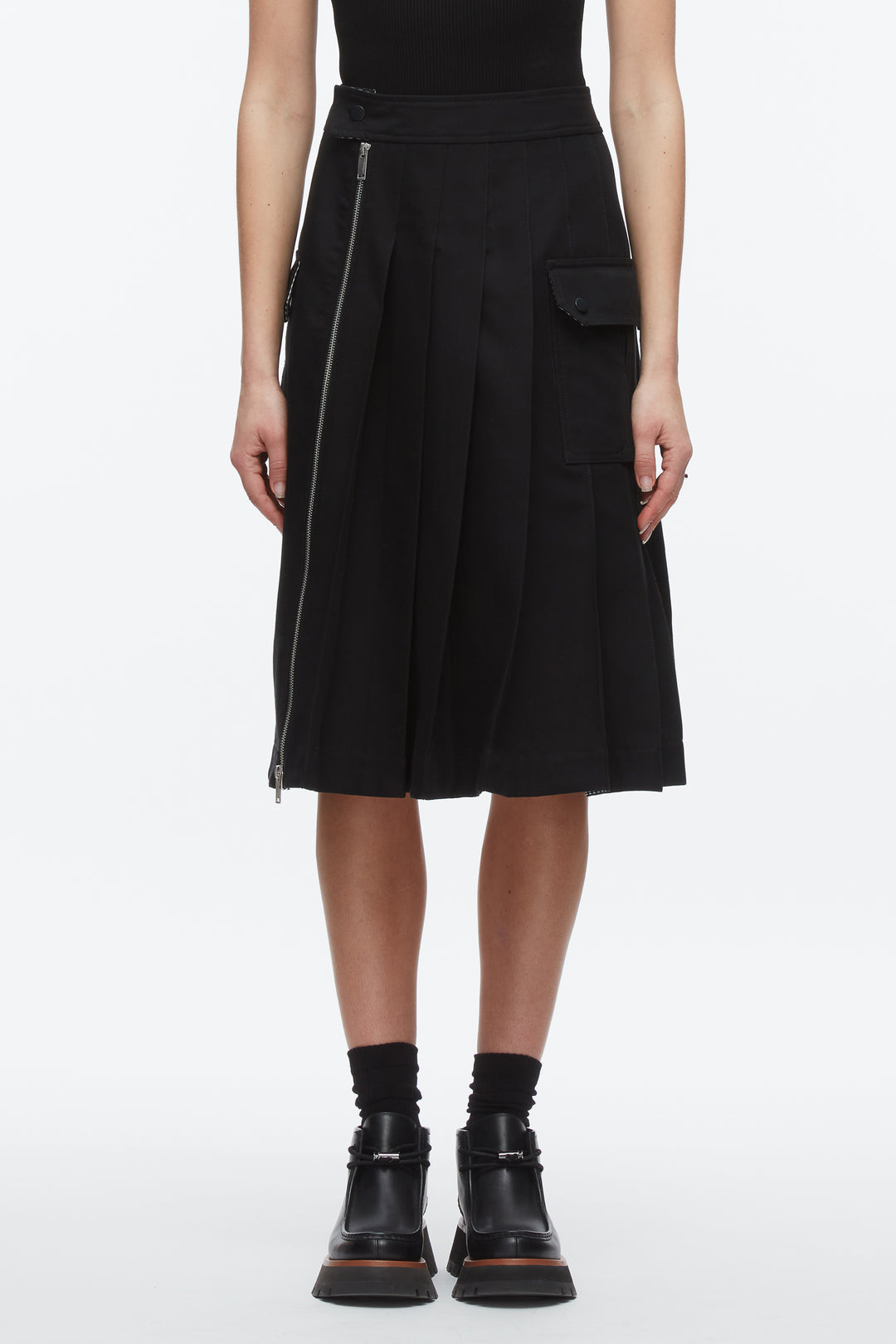 Pleated Zip Utility Skirt