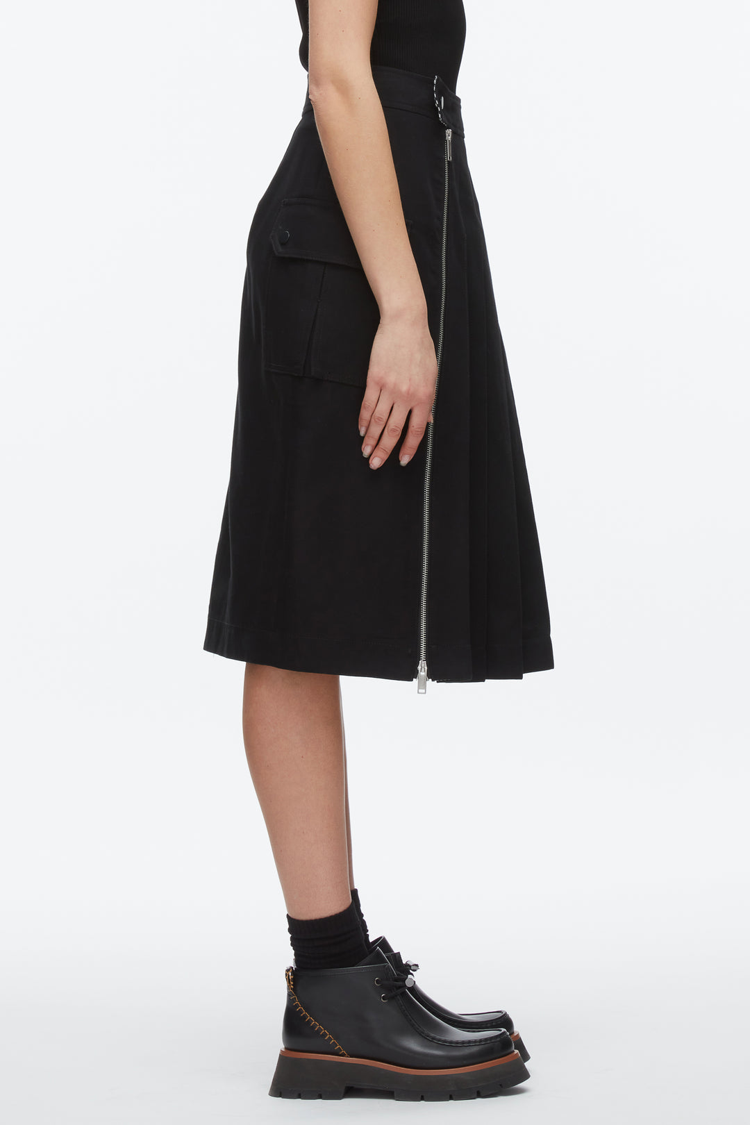 Pleated Zip Utility Skirt