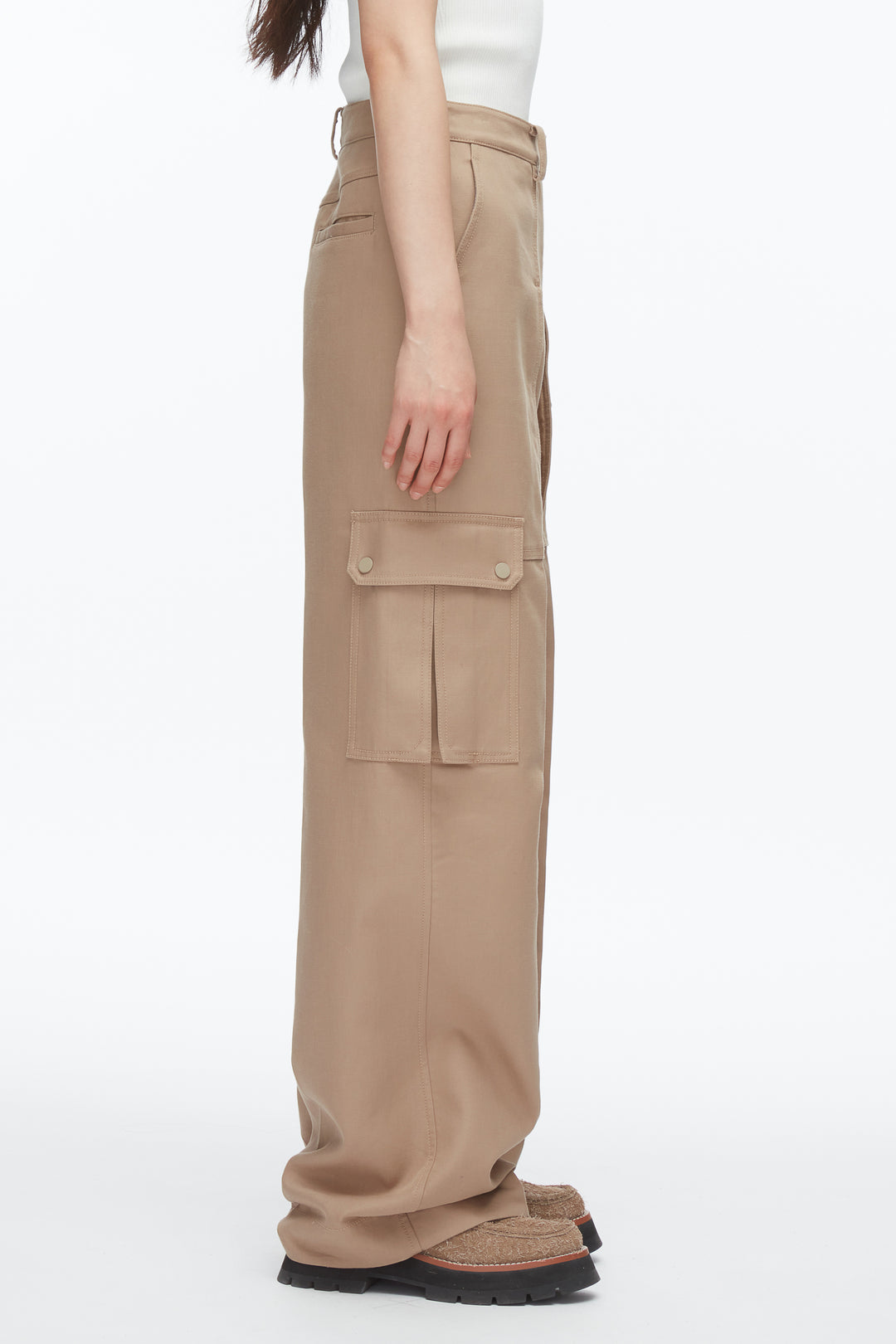 Carpenter Cargo Pants with Plaid Cuffs