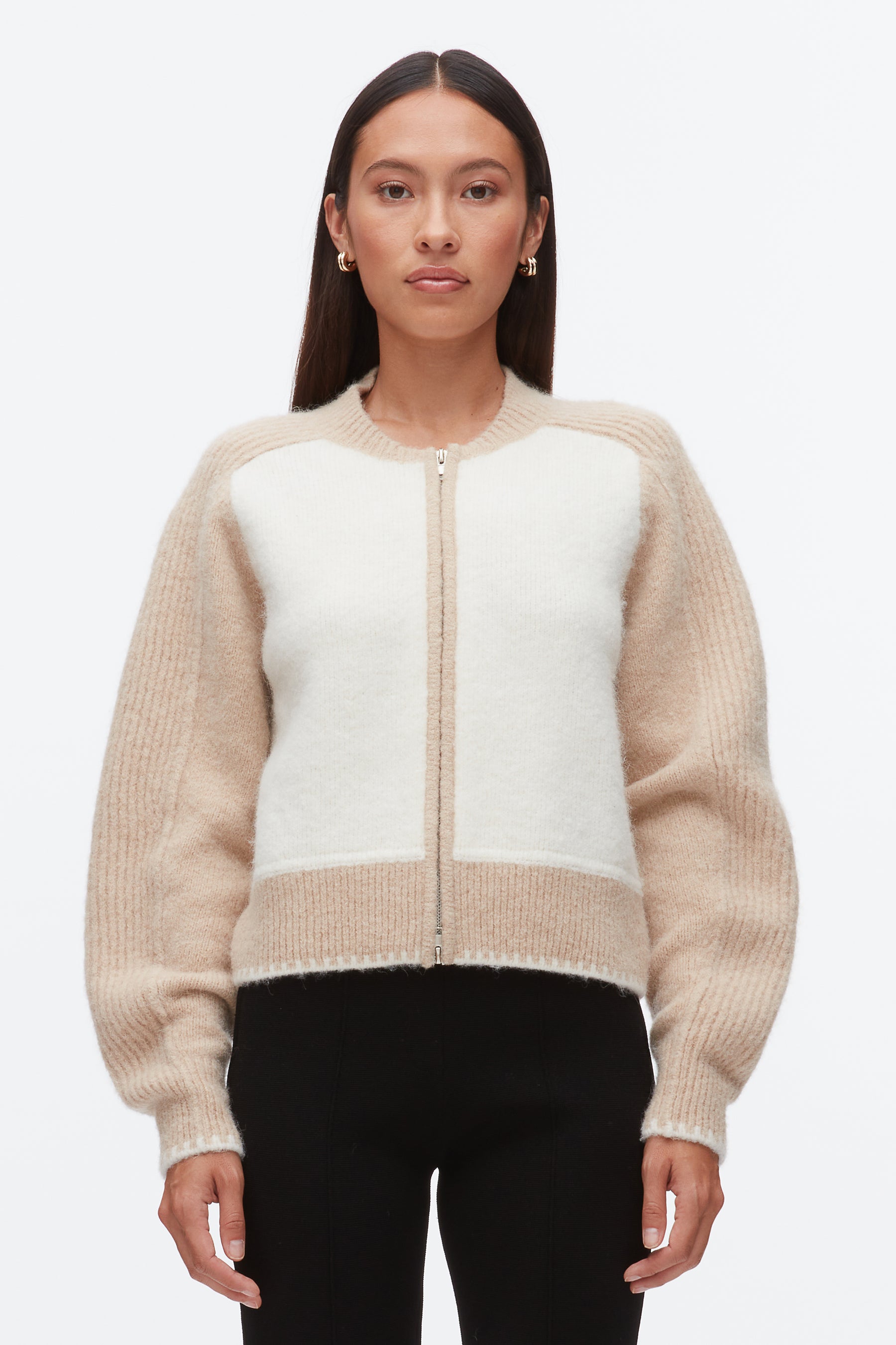 Colorblock Zip Cardigan