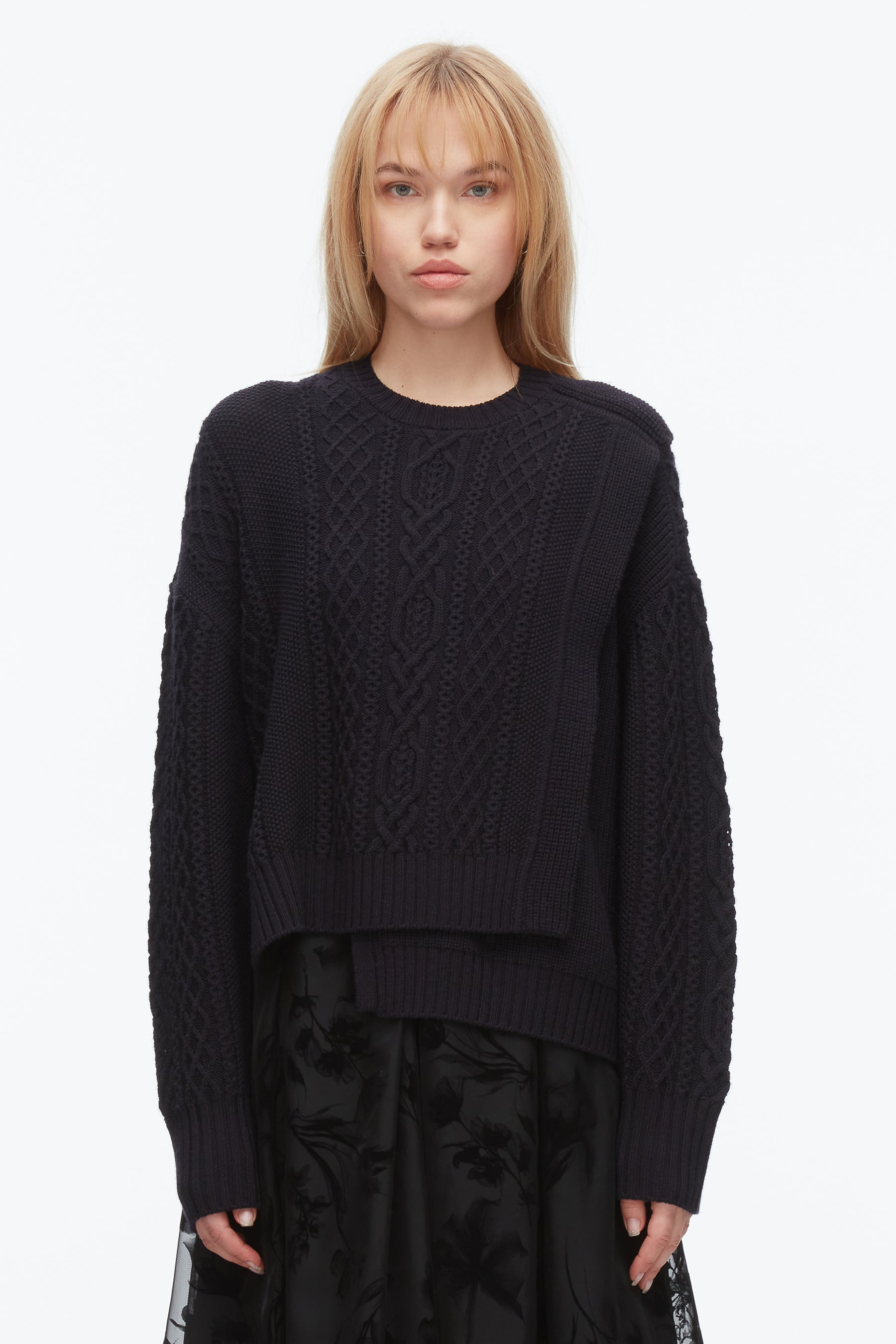 Cable Mix Double Layer Crewneck