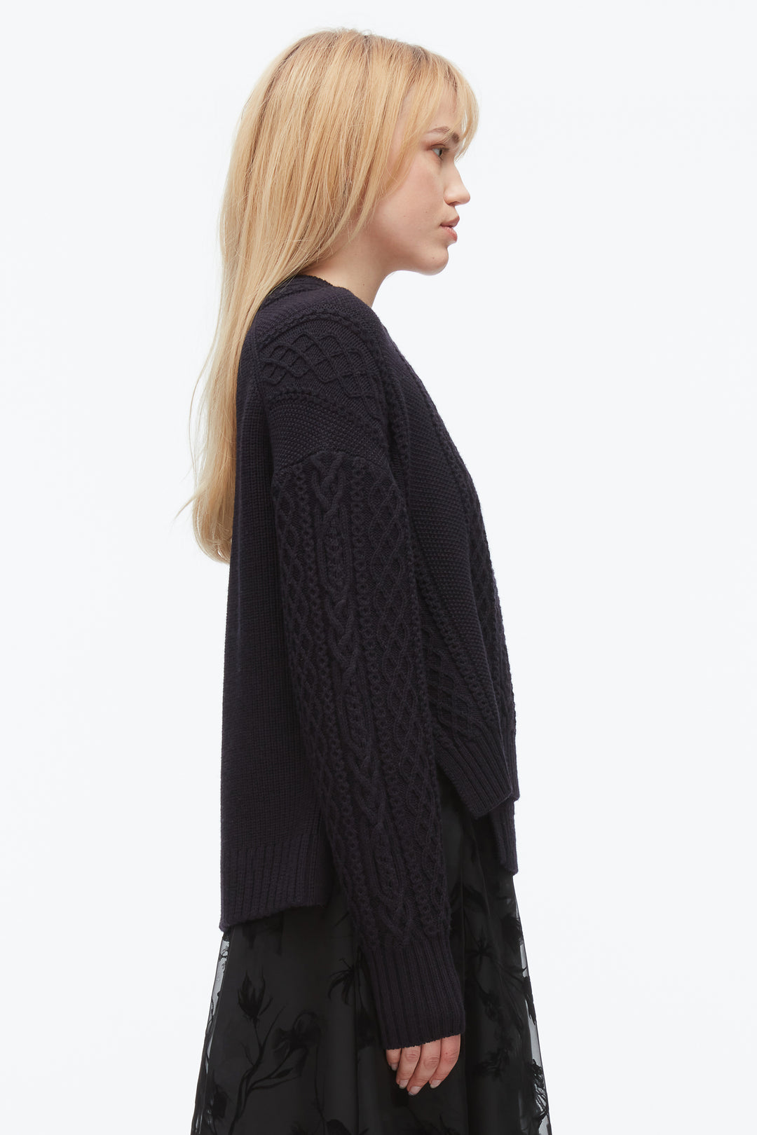 Cable Mix Double Layer Crewneck
