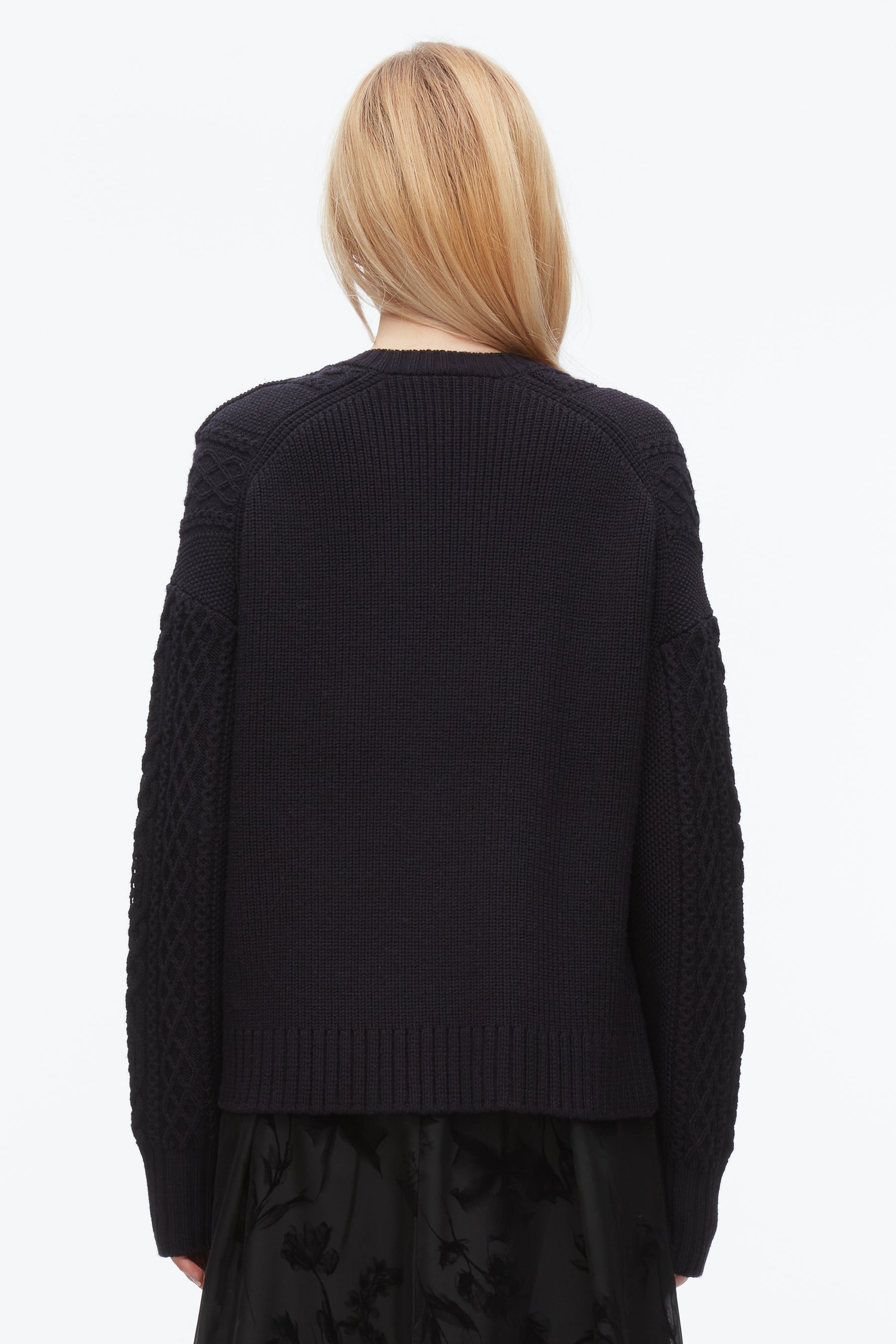 Cable Mix Double Layer Crewneck