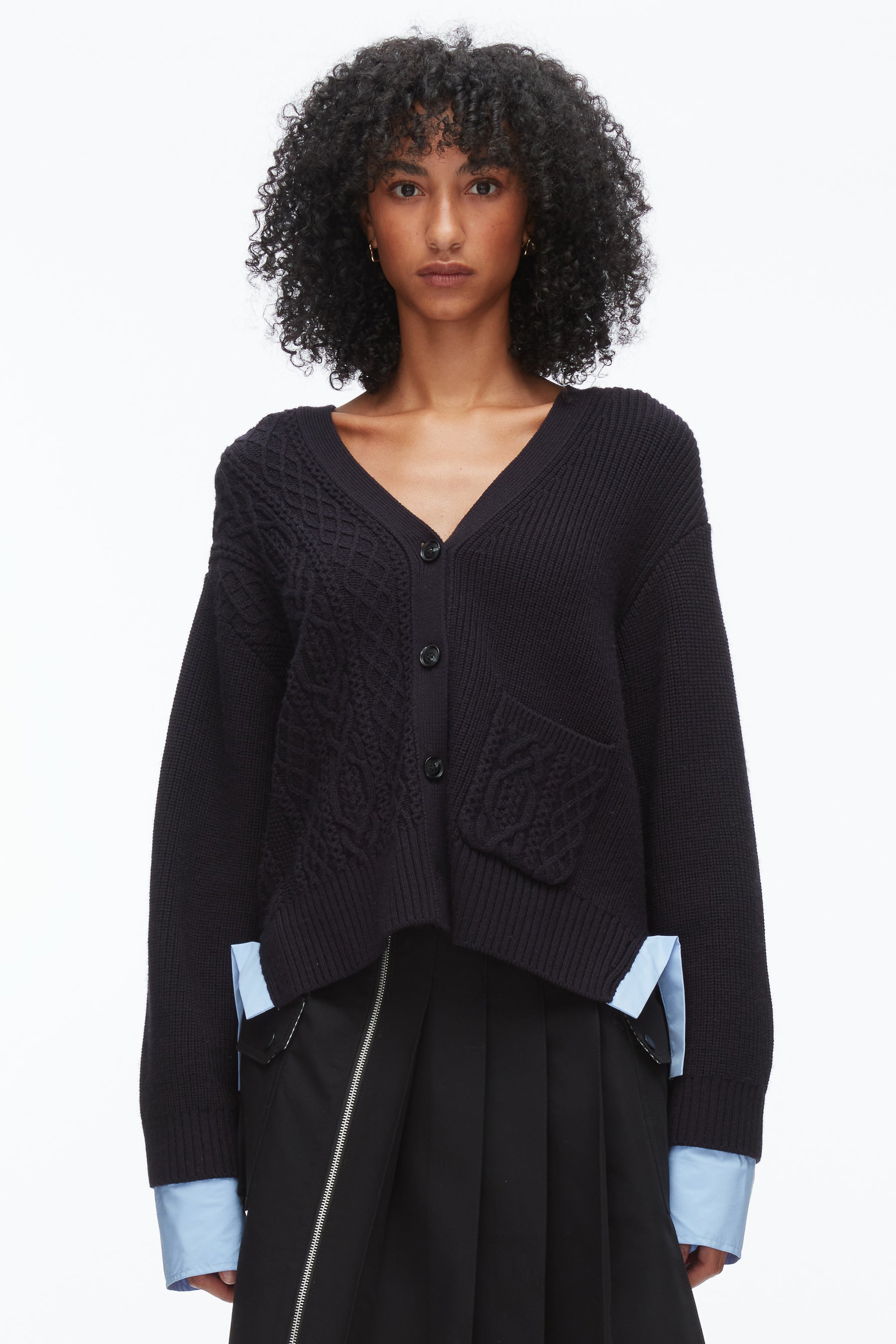 Cable Mix Boyfriend Cardigan