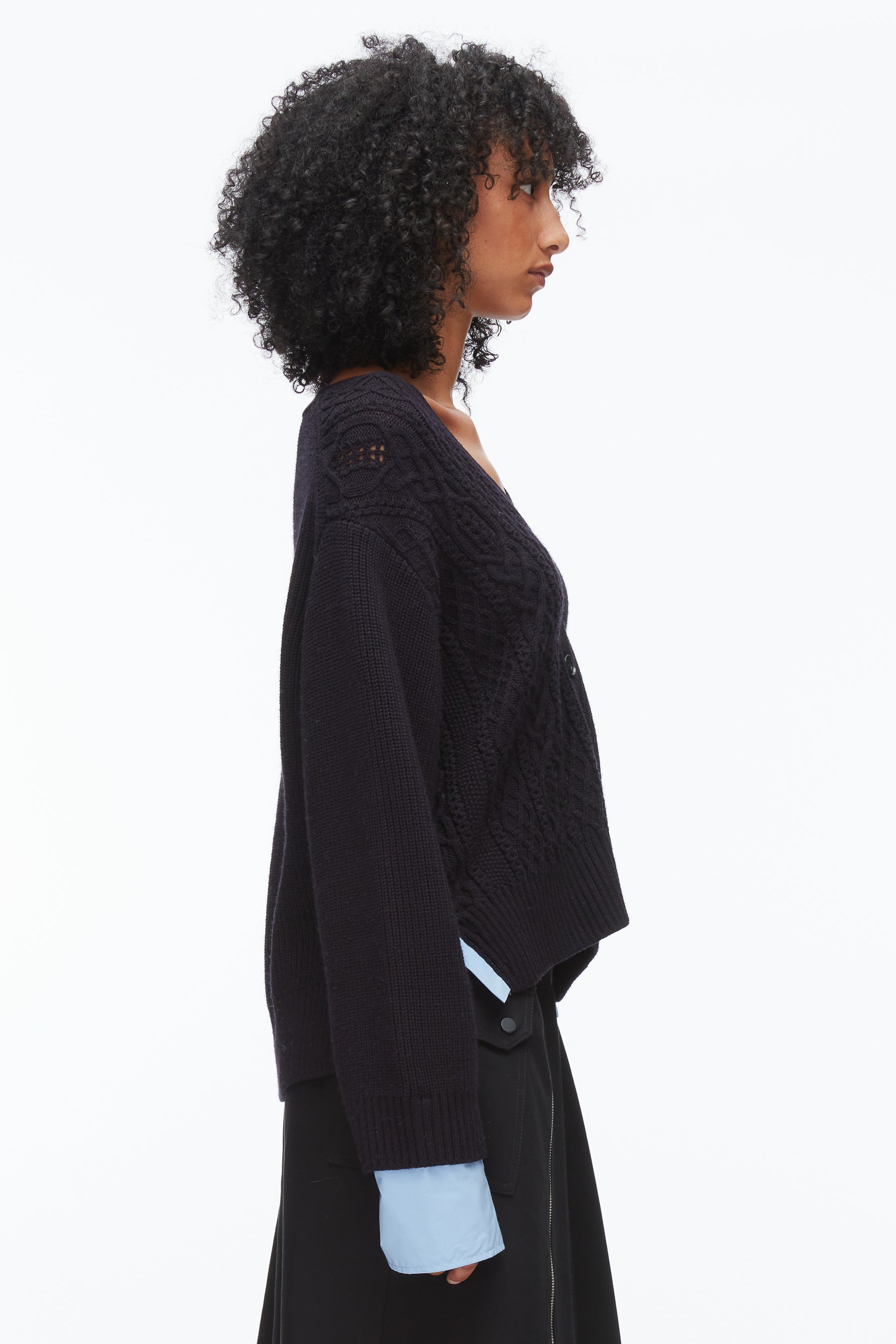 Cable Mix Boyfriend Cardigan