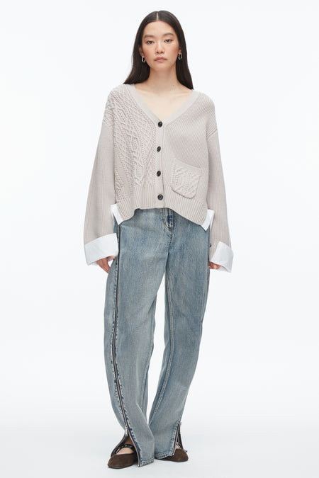 Cable Mix Boyfriend Cardigan
