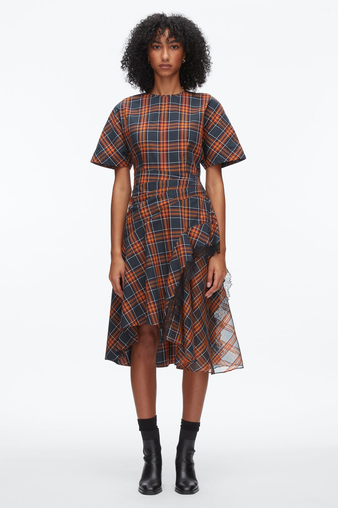Plaid Mix Draped Dress