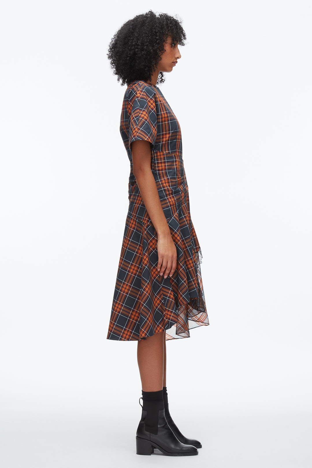 Plaid Mix Draped Dress