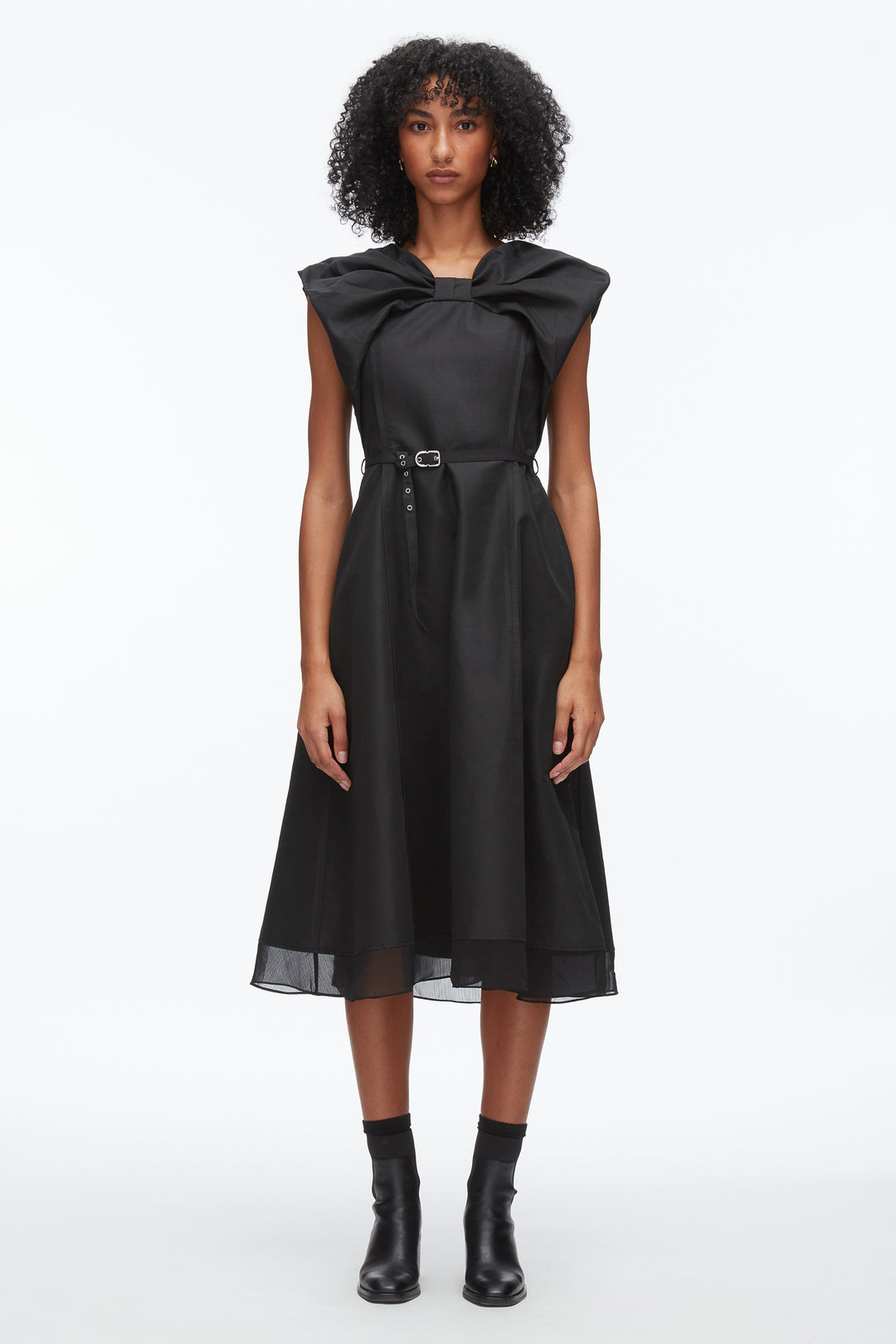 Draped Bow Dress with Belt