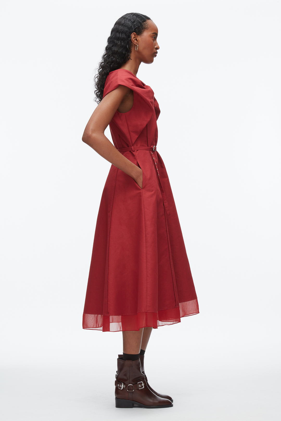 Draped Bow Dress with Belt