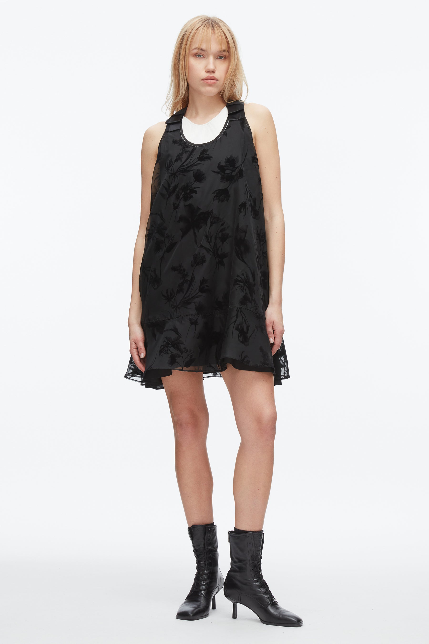 3.1 Phillip Lim Women's Flocked Organza Sleeveless Trapeze Dress - Black - Size 2 3.1 Phillip Lim Women's Flocked Organza Sleeveless Trapeze Dress - Black - Size 2