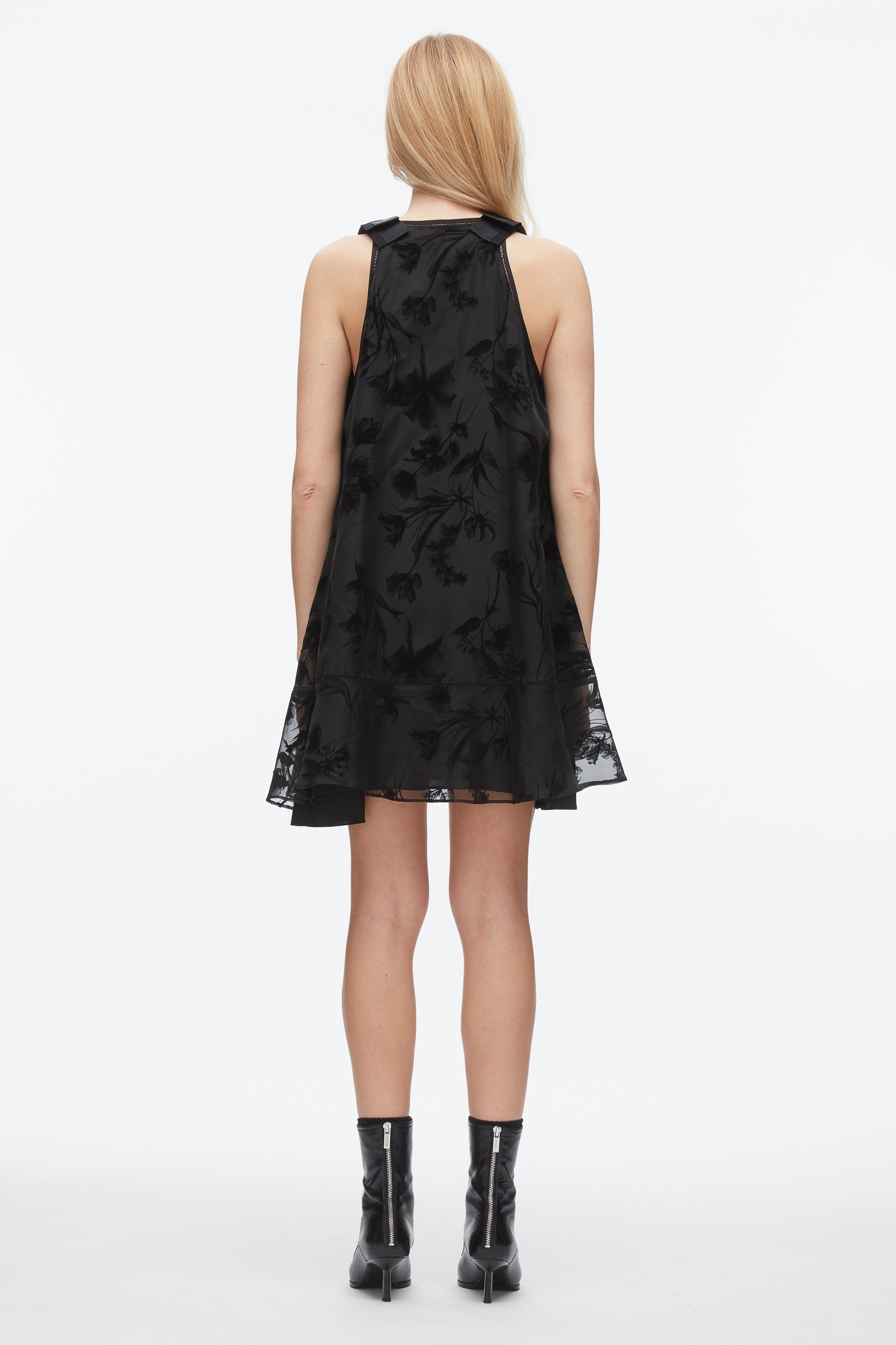 3.1 Phillip Lim Women's Flocked Organza Sleeveless Trapeze Dress - Black