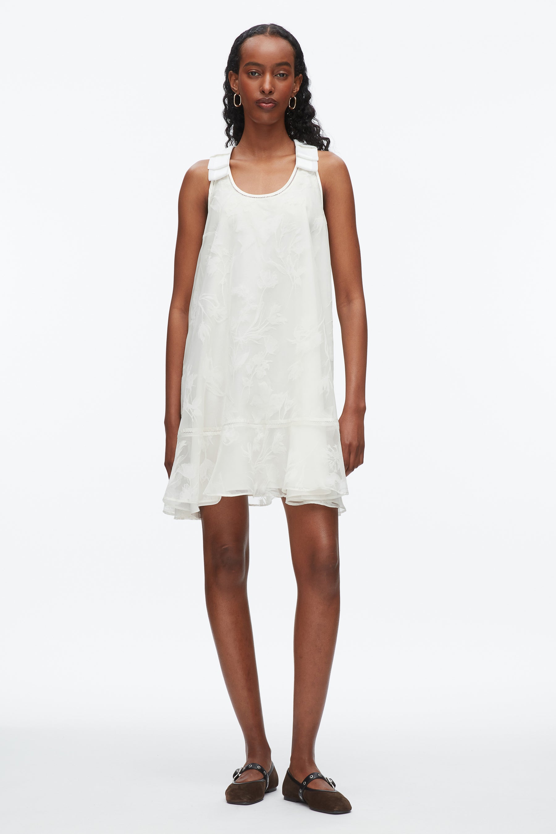 3.1 Phillip Lim Flocked Organza Sleeveless Trapeze Dress