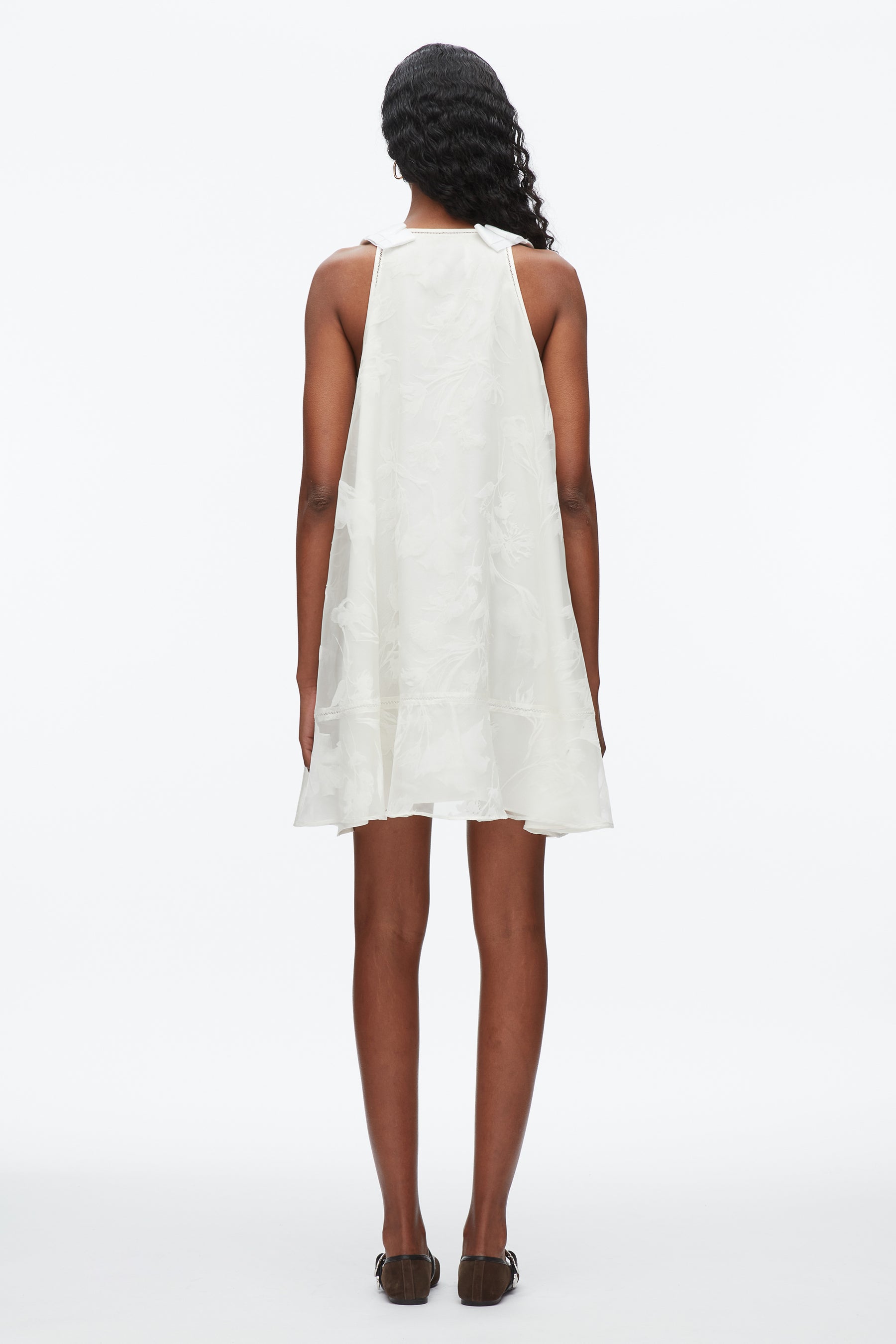 3.1 Phillip Lim Flocked Organza Sleeveless Trapeze Dress