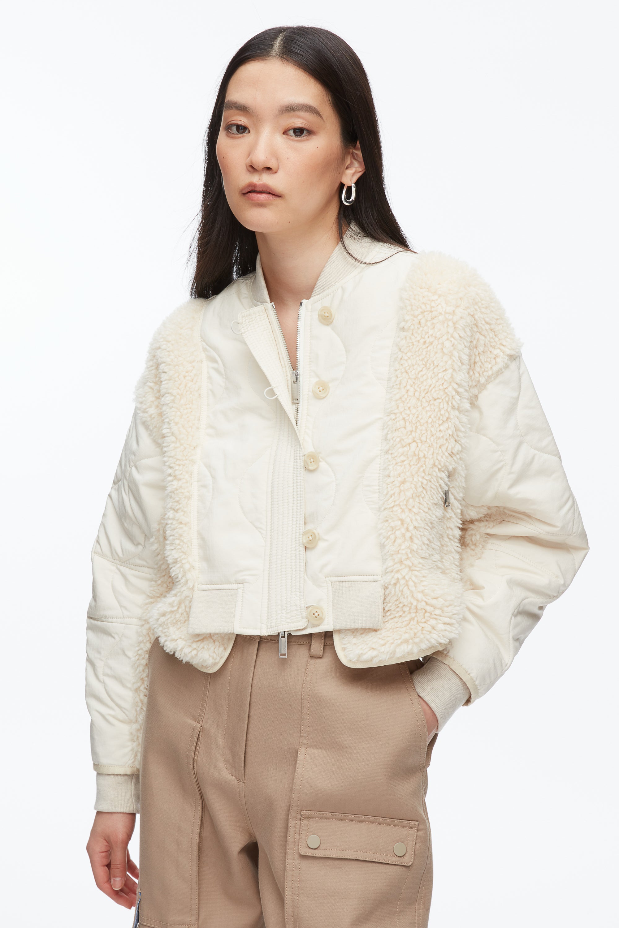 Cropped Sherpa Combo Bomber – 3.1 Phillip Lim
