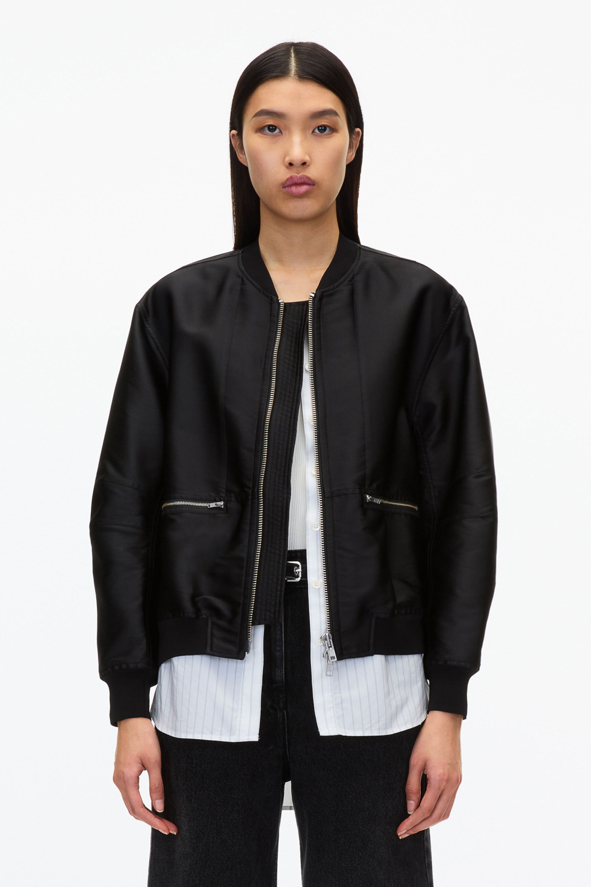 3.1 Phillip Lim Layered Bomber Jacket Black