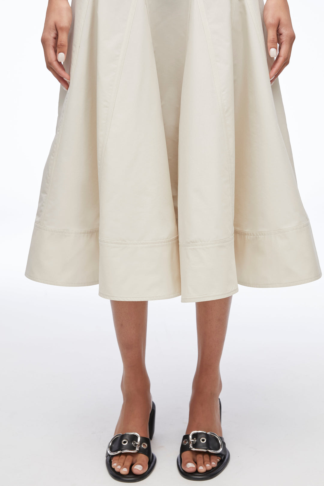 Pleated Godet Midi Skirt