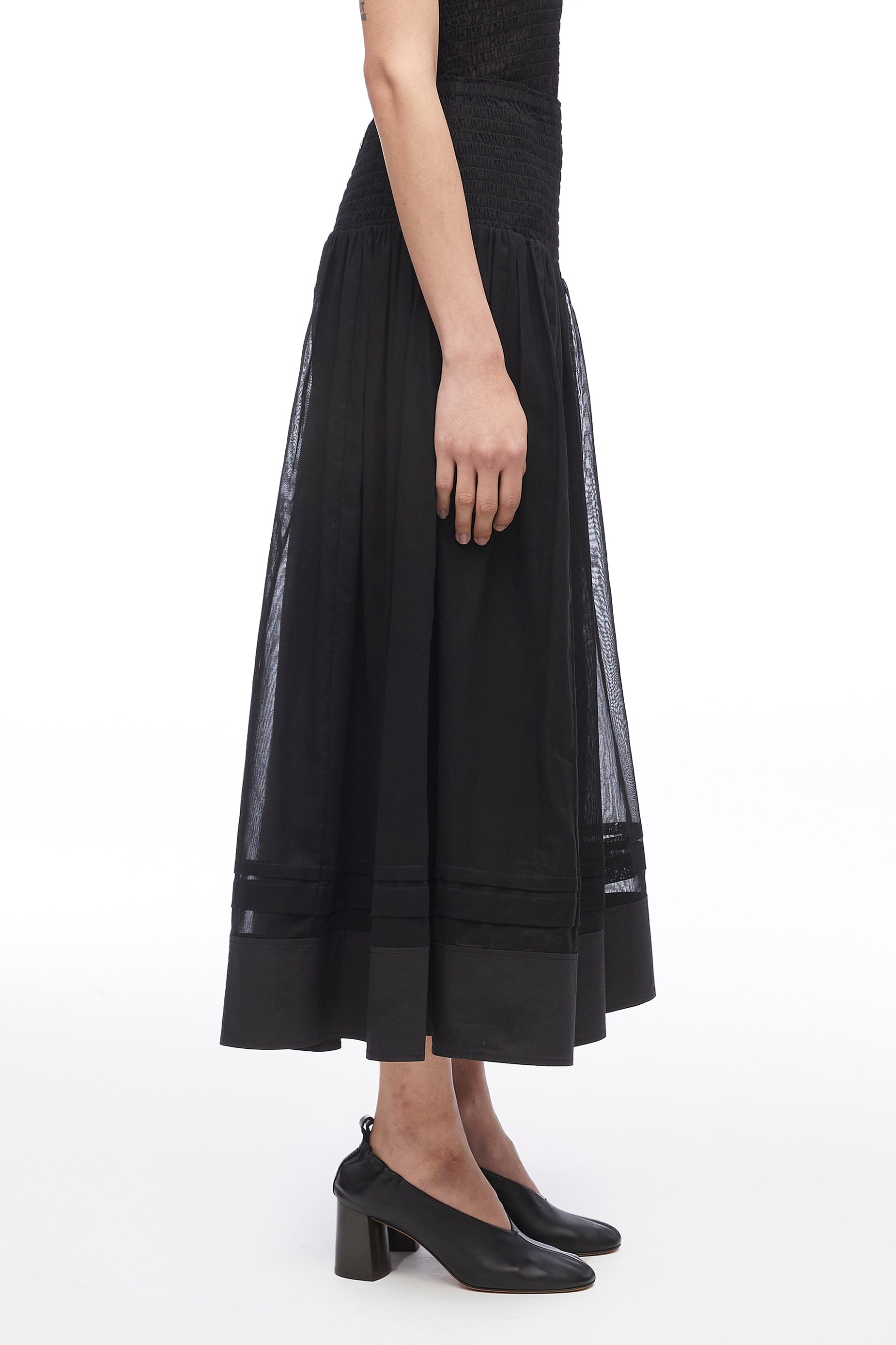 Cotton Voile Skirt With Smocking