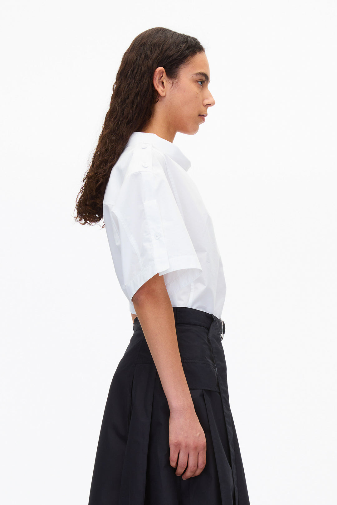 Cocoon Roll Collar Poplin Top