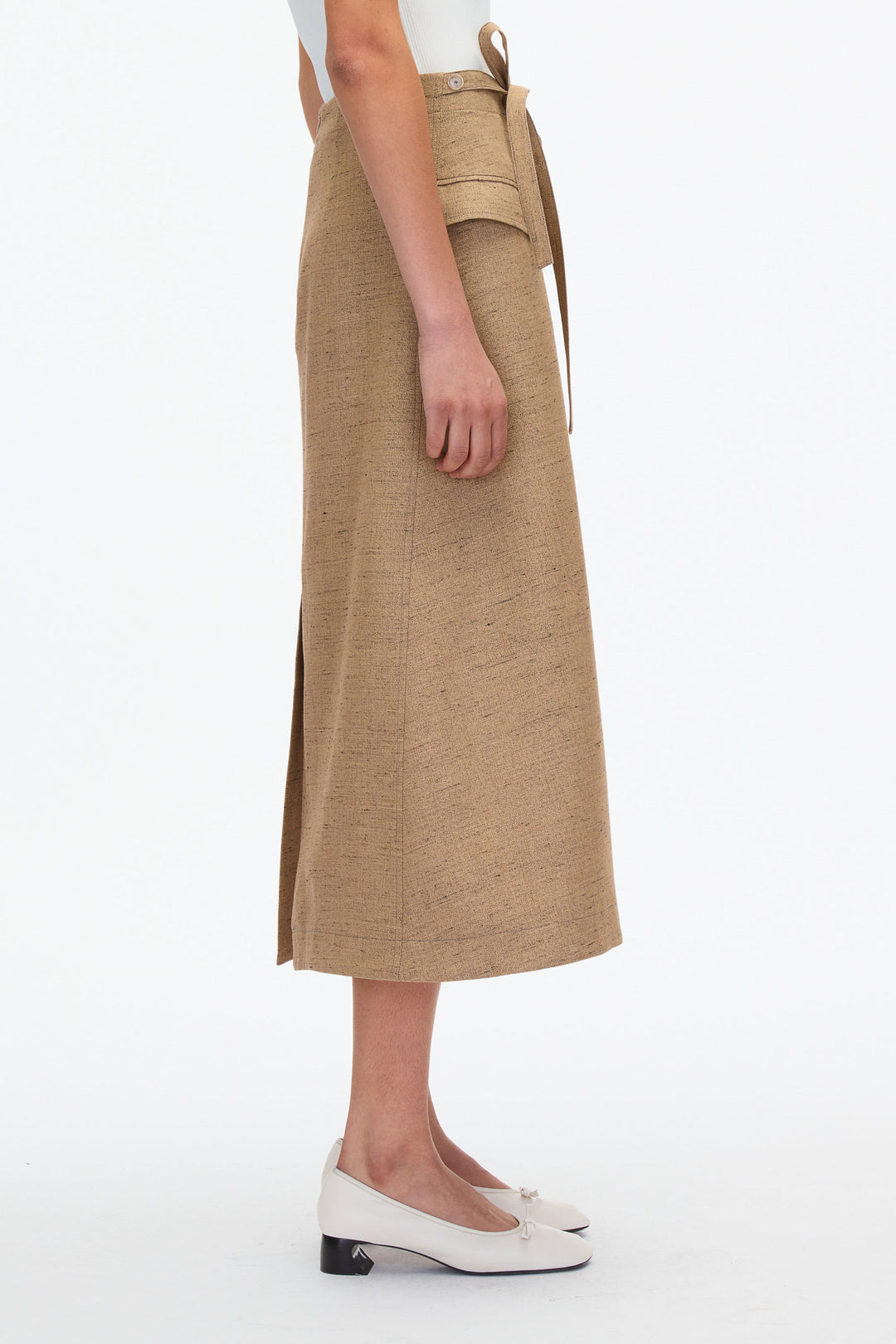 Faux Wrap Skirt with Tie Waist