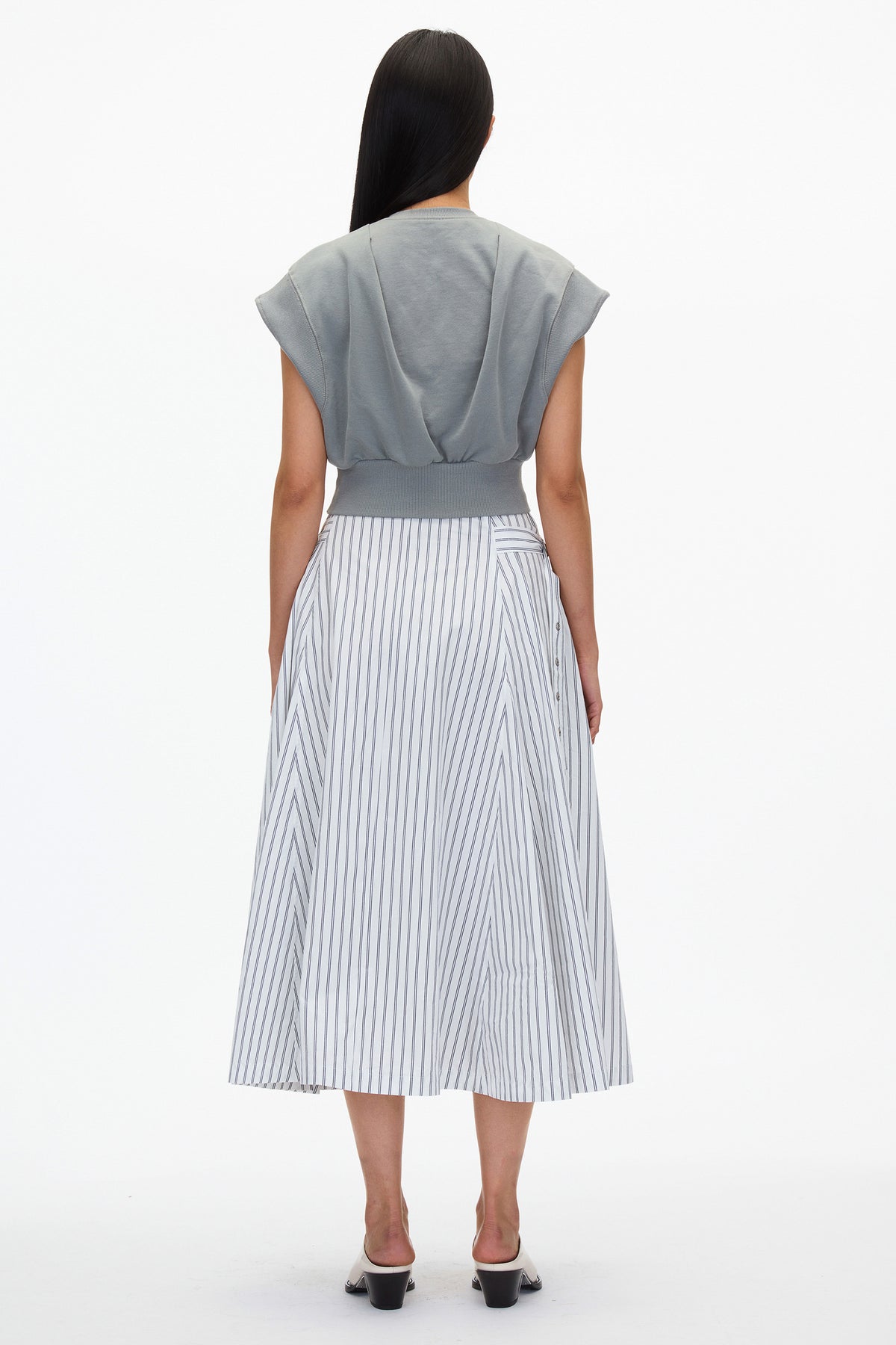 open lace back dress 3.1 Phillip Lim Sweatshirt Combo Dress with Pleated Skirt, Dk Chocolate, Women's, L, Casual & Work Dresses Shirtdresses Button-Down Shirt Dresses