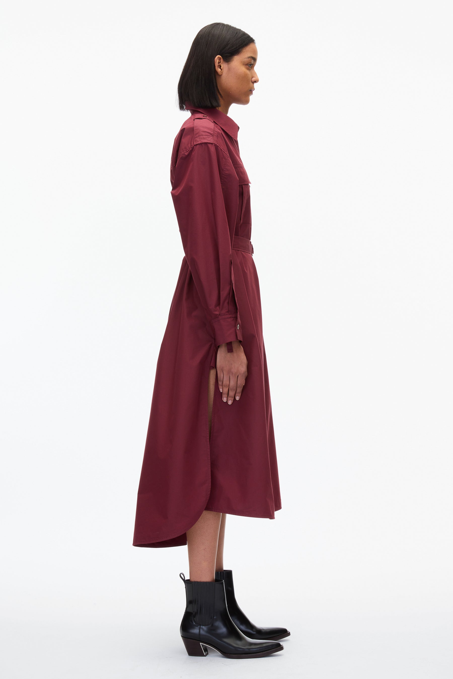 Poplin Utility Midi Shirt Dress - Oxford Blue