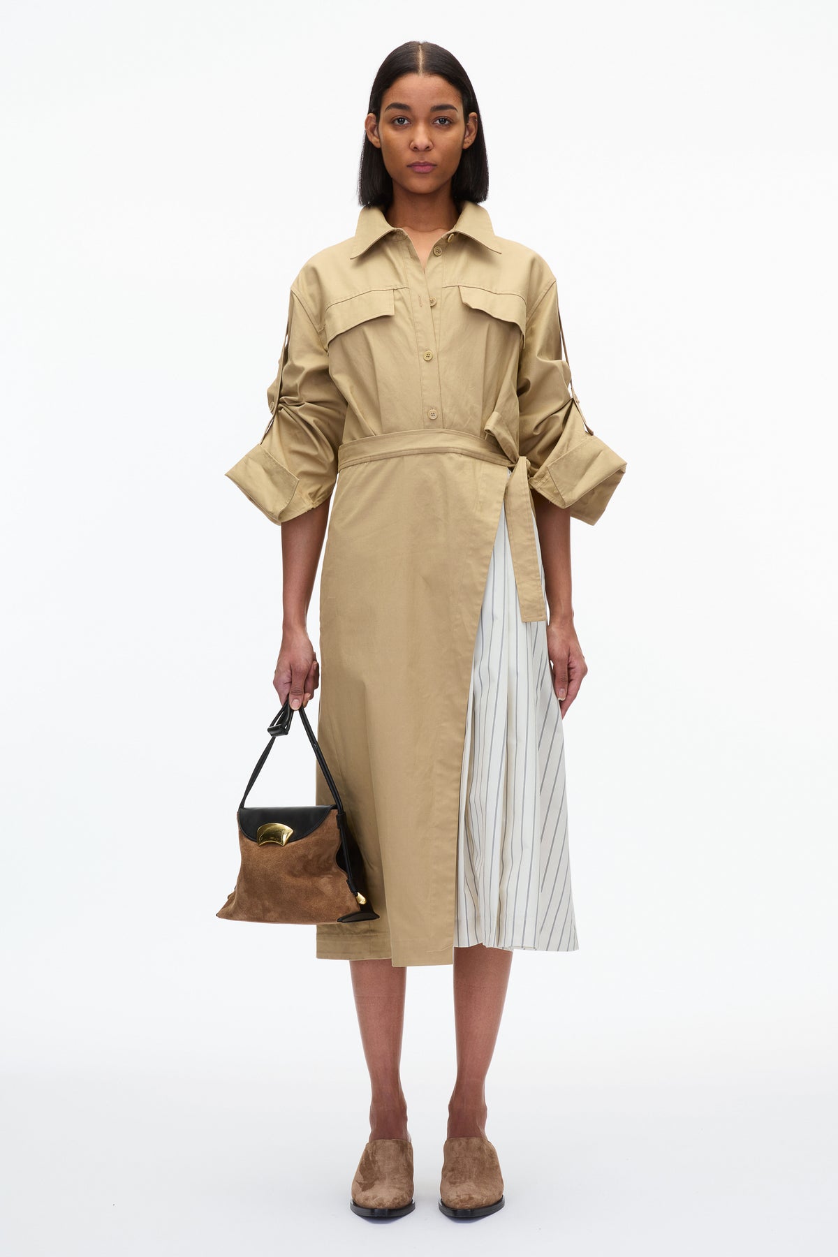 open lace back dress Mizalle Pleated Shirt Dress