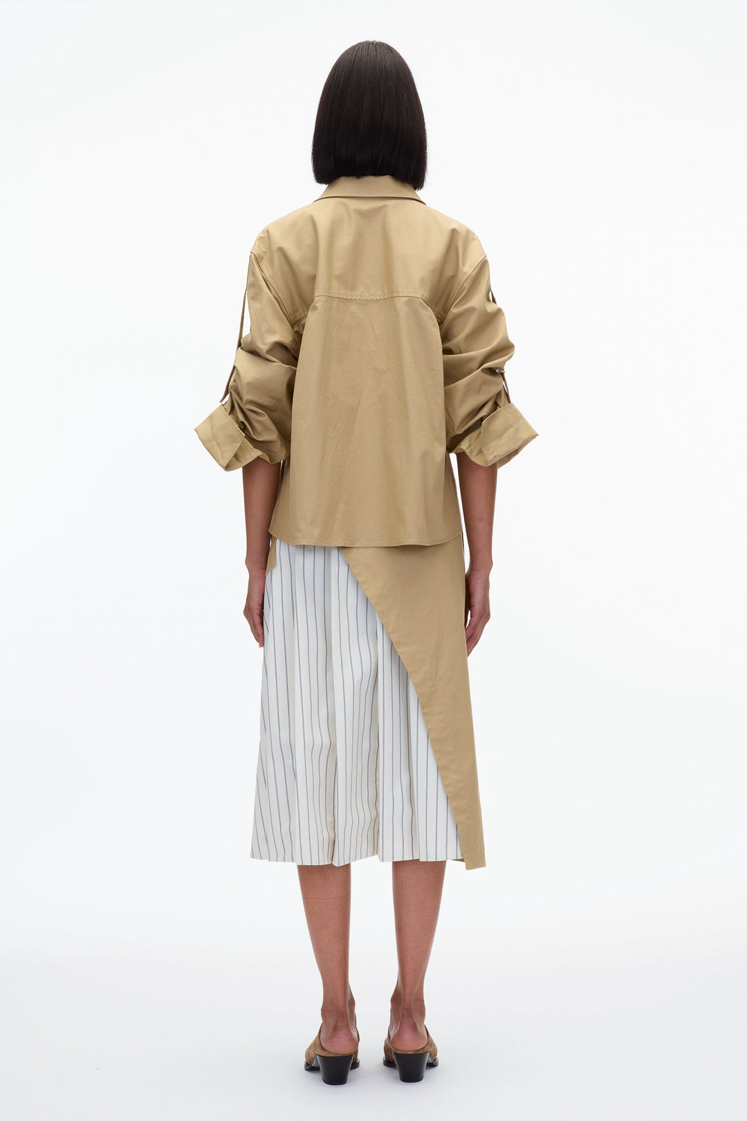 Utility Shirt Dress with Pleated Wrap Skirt