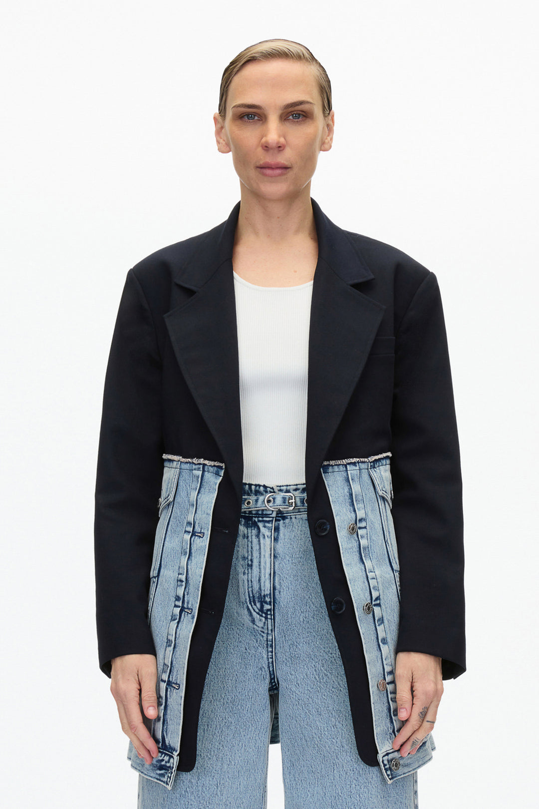 Deinim Oversized Hybrid Blazer with Ties