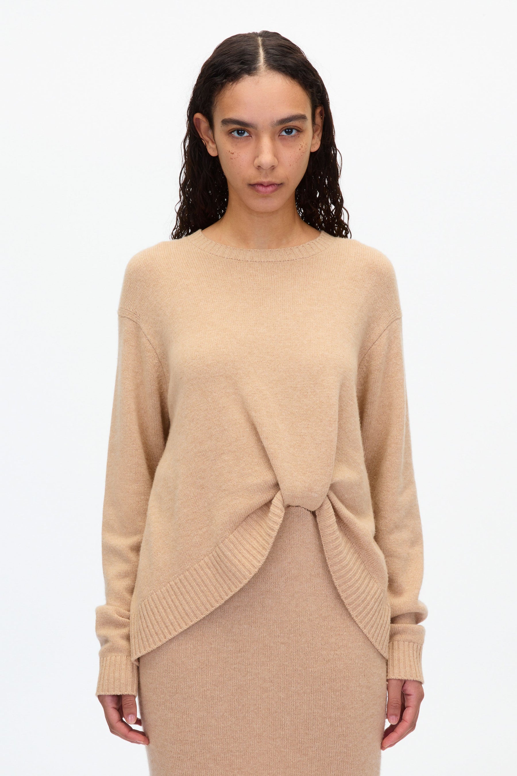 3.1 Phillip Lim French Tuck Knit Dress with Lace Trim Beige / Xs