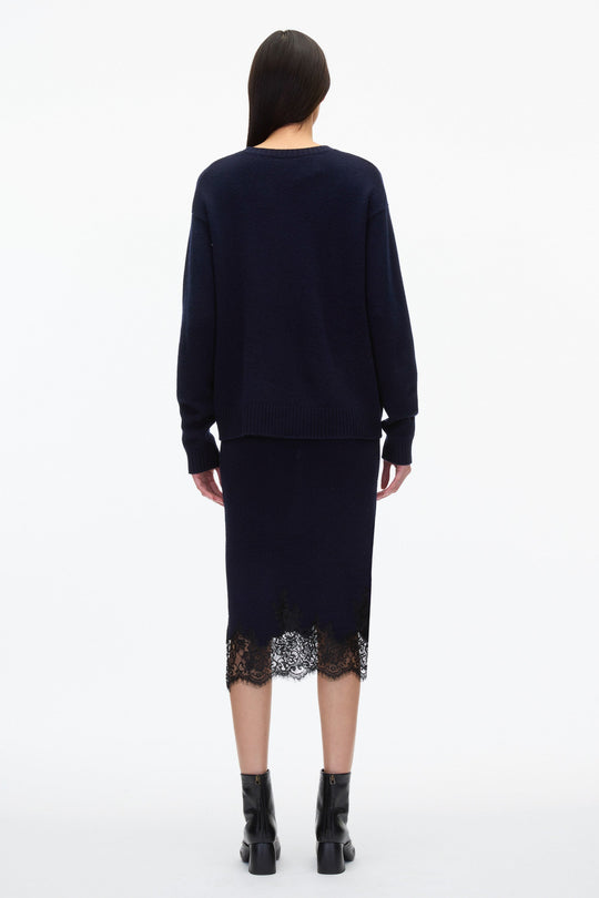 Black French Tuck Knit Dress with Lace Trim | Phillip Lim Dresses  3.1  Phillip Lim
