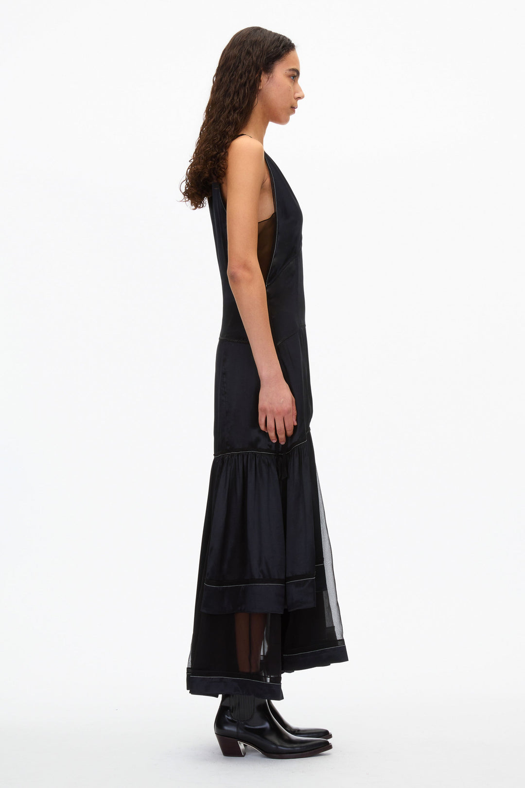 Liquid Satin Tiered Gown