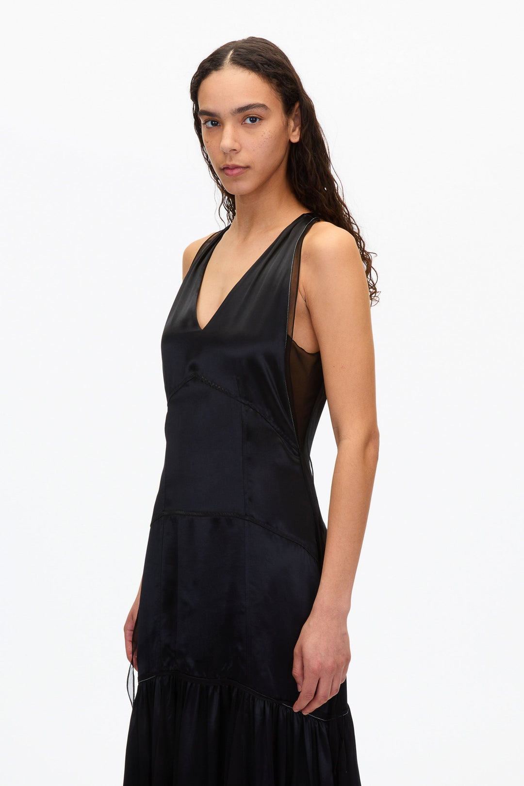 Liquid Satin Tiered Gown