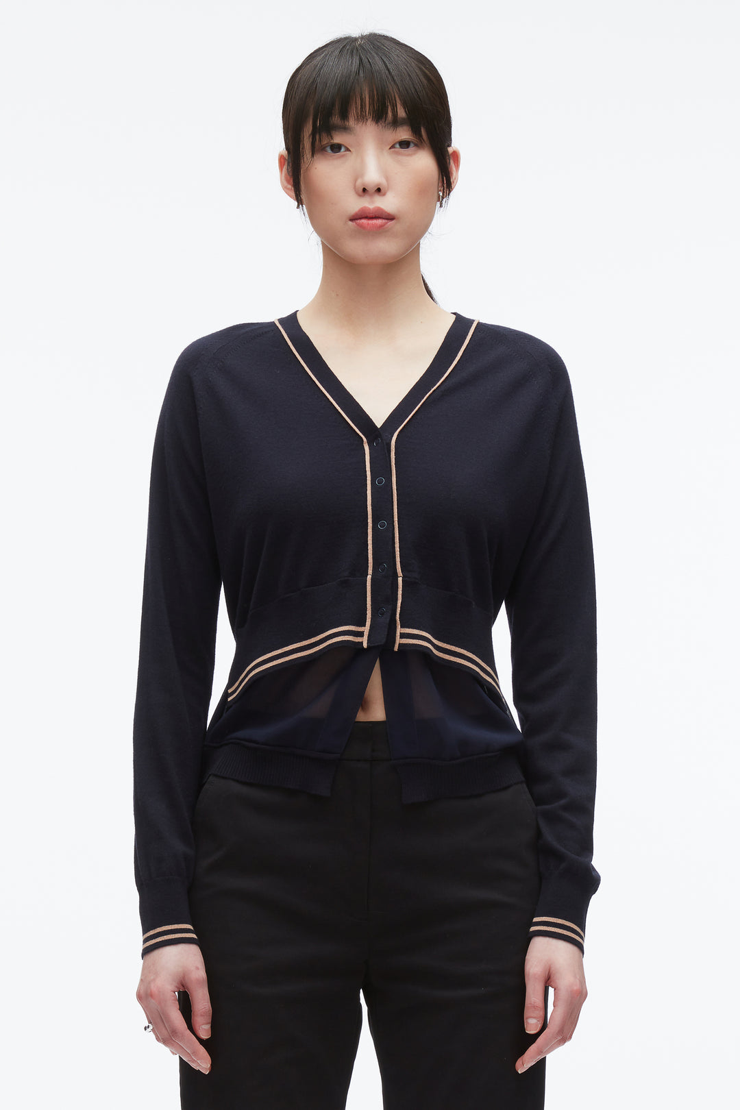 Chiffon Hem Boxy Cardigan