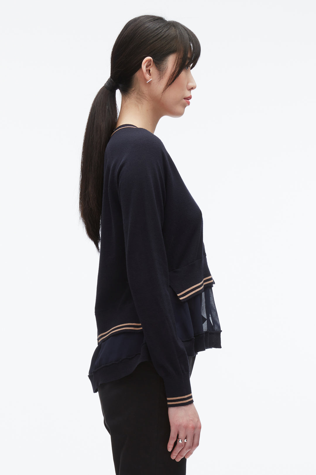 Chiffon Hem Boxy Cardigan