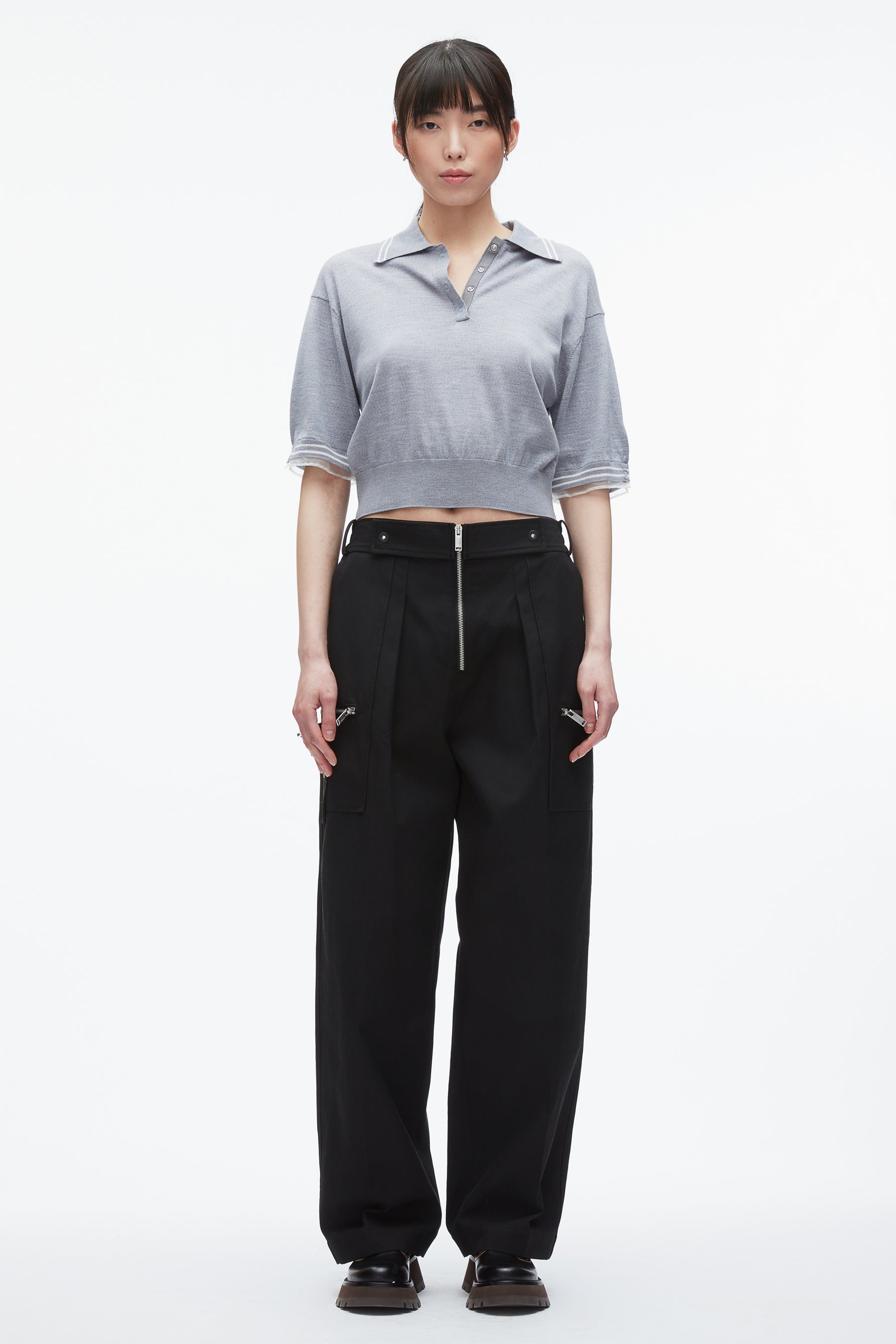 Cropped Polo with Organza