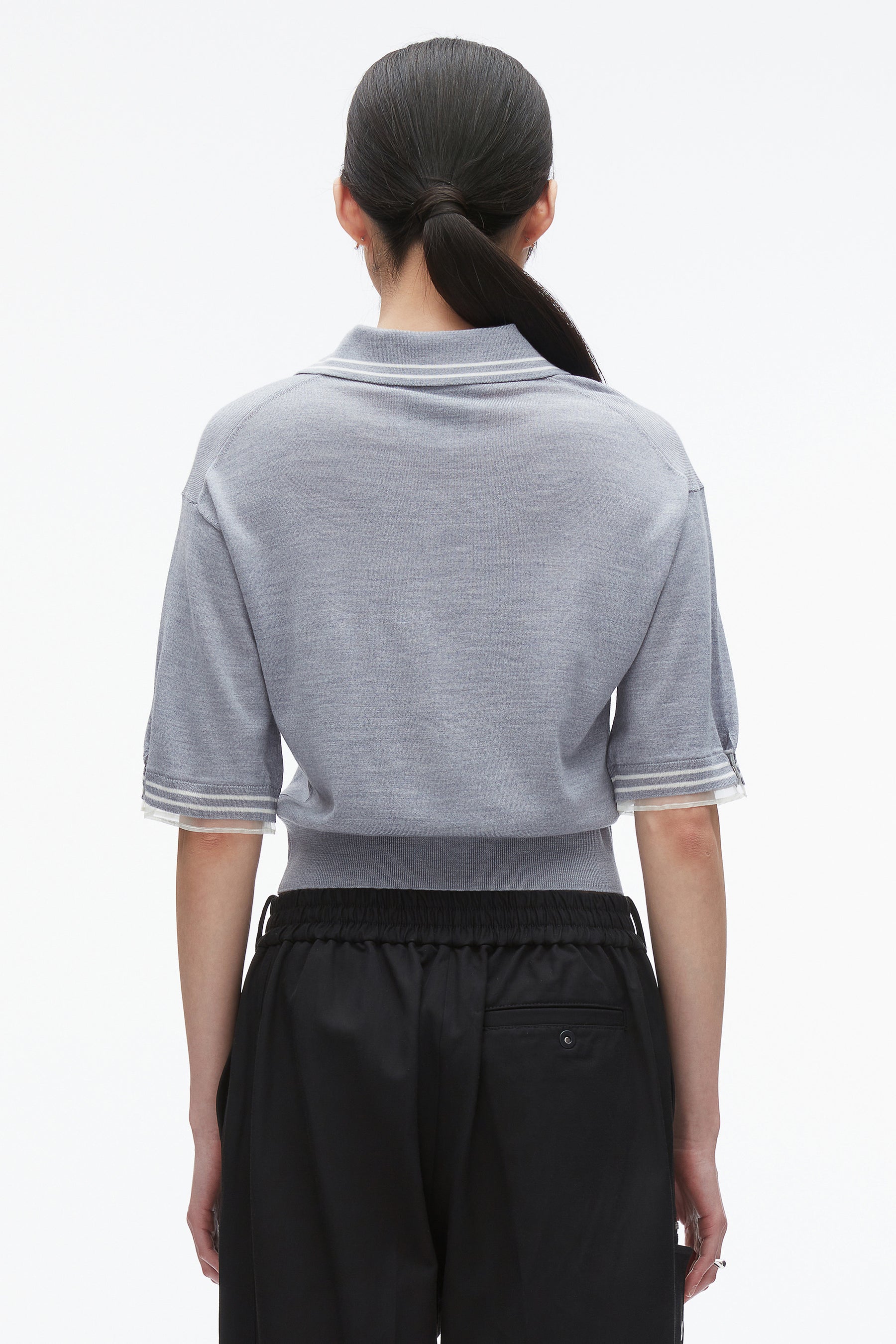 Cropped Polo with Organza