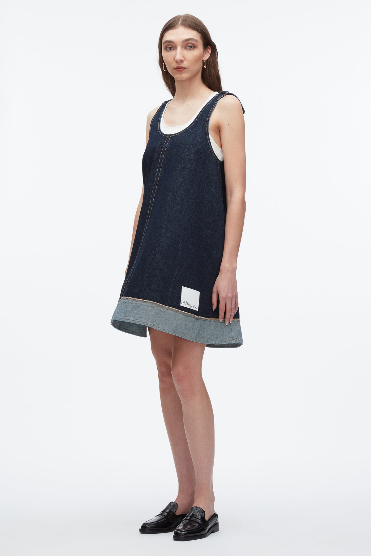 Denim Trapeze Mini Dress - Dark Indigo