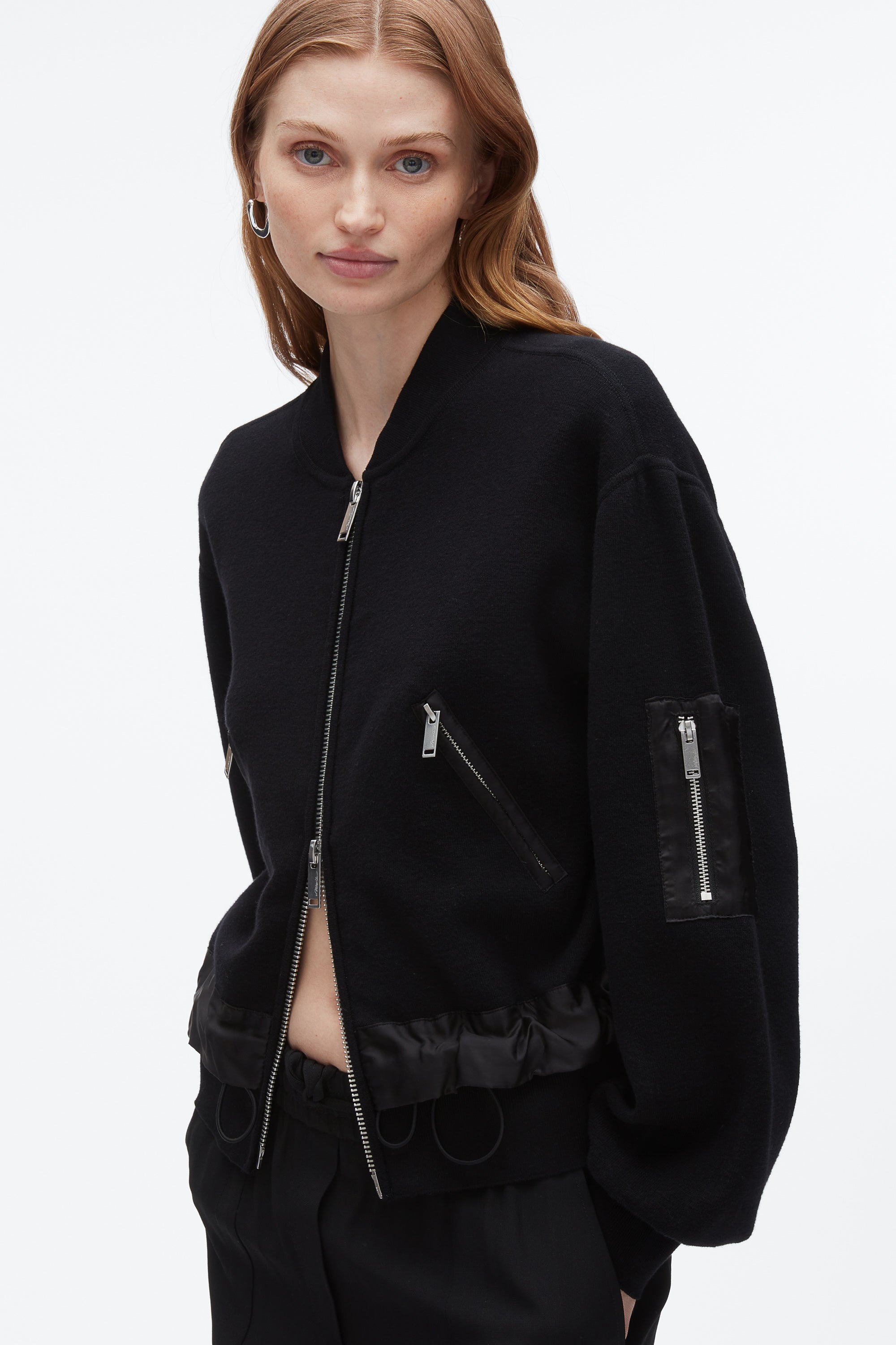 ヒロムハーツ1piu1uguale3 MOUTON BOMBER Black Layered Bomber Jacket | Exclusive Phillip Lim Outerwear