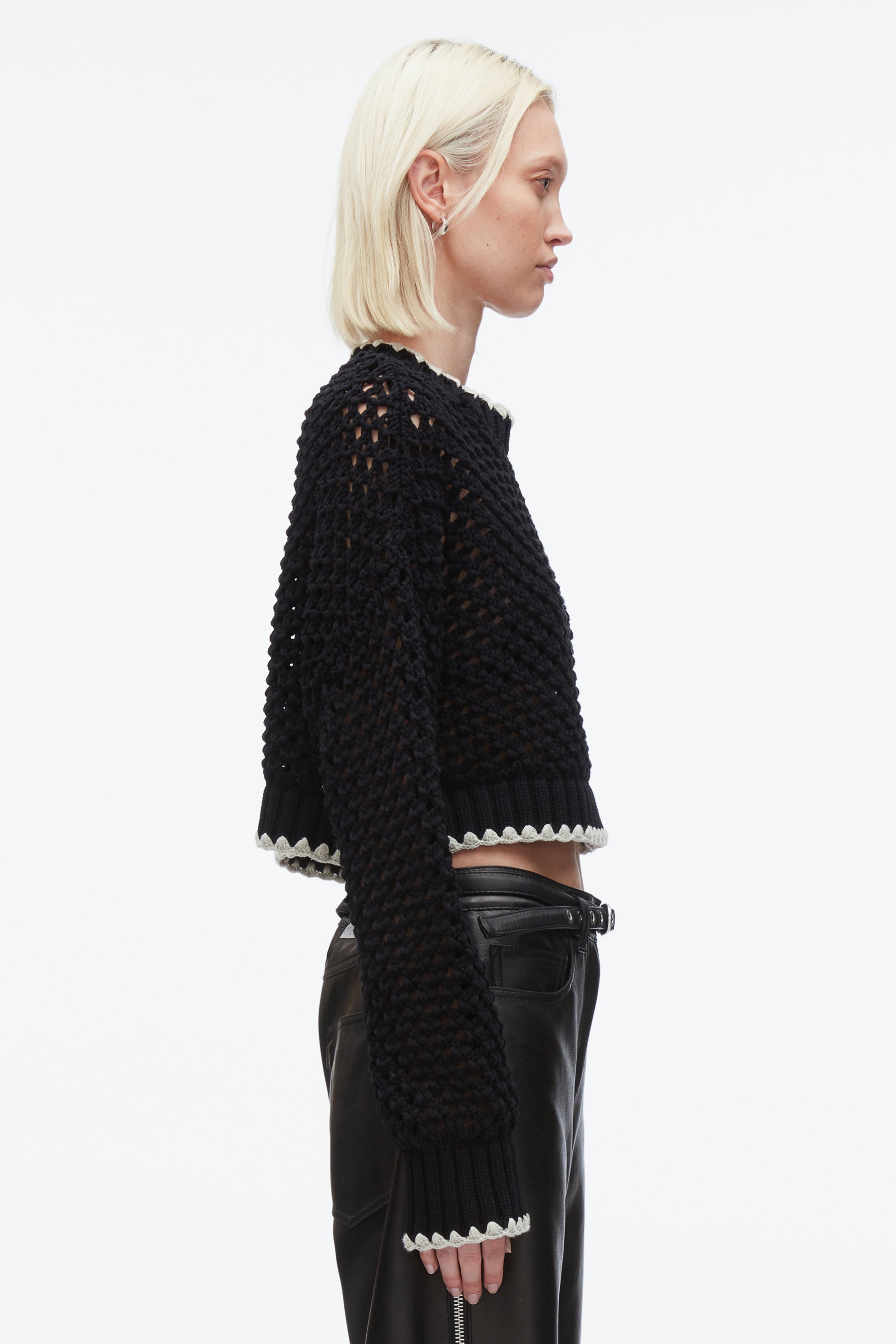 Open Work Cropped Sweater